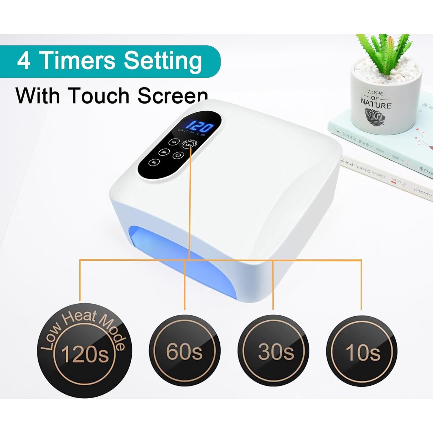 Lámpara de Uñas LED Inalámbrica Gerui 72W con Sensor