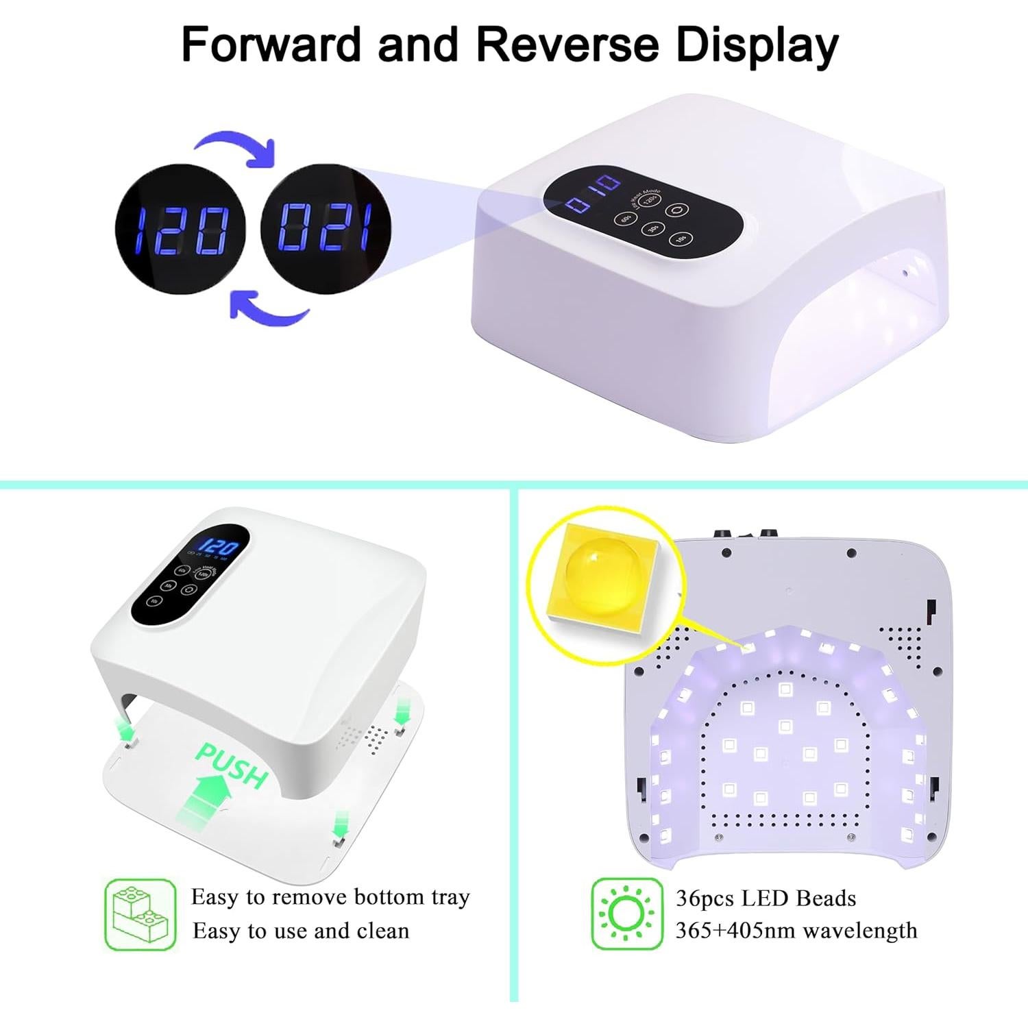 Lámpara de Uñas LED Inalámbrica Gerui 72W con Sensor