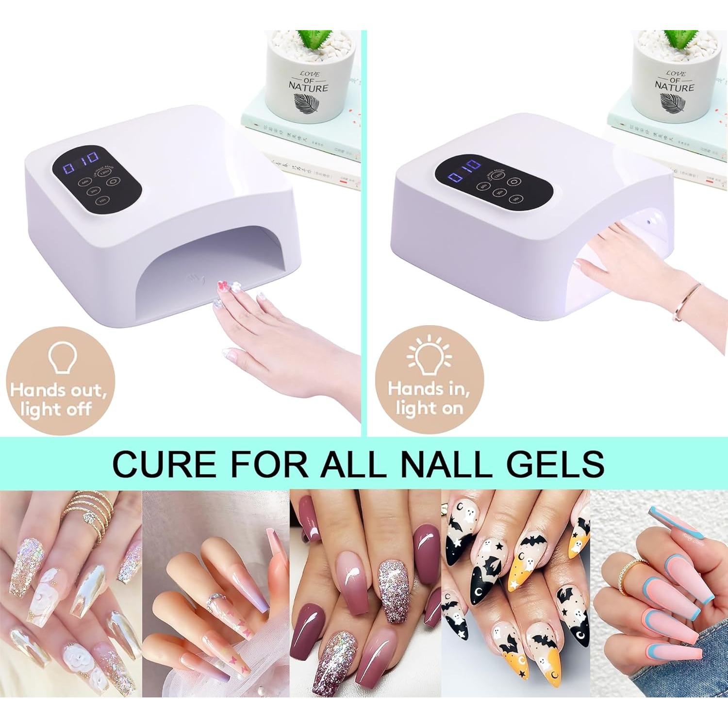 Lámpara de Uñas LED Inalámbrica Gerui 72W con Sensor