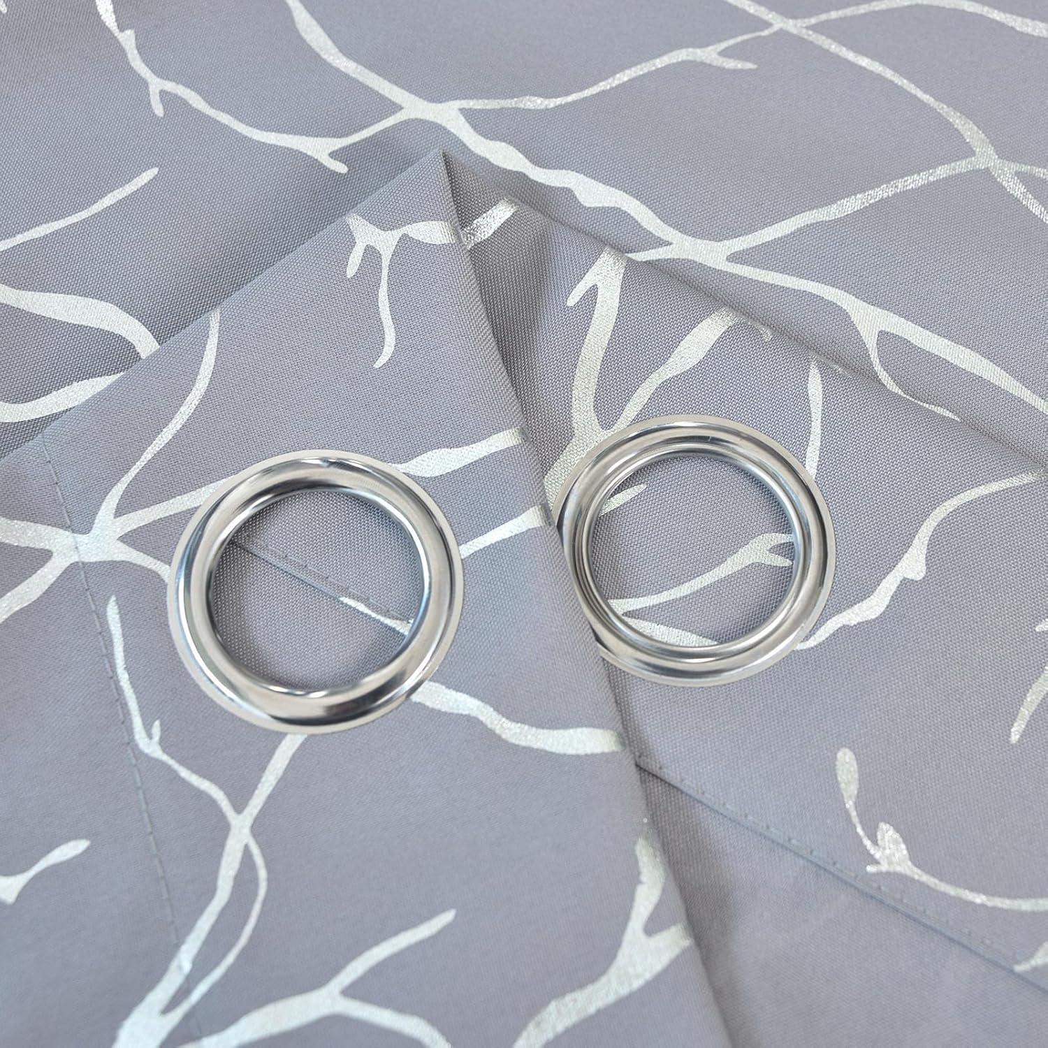 Cortinas Semi-Transparentes Kotile 52x213 cm 2 Paneles Plateadas