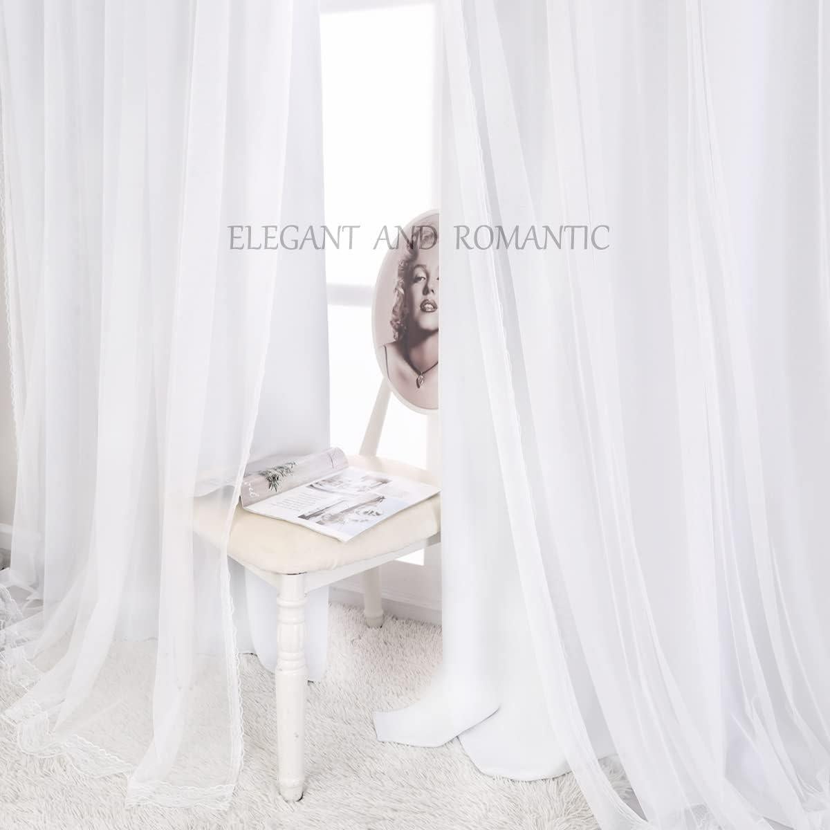 Cortinas Sheer Blancas SOFJAGETQ 52x54 cm 2 Paneles