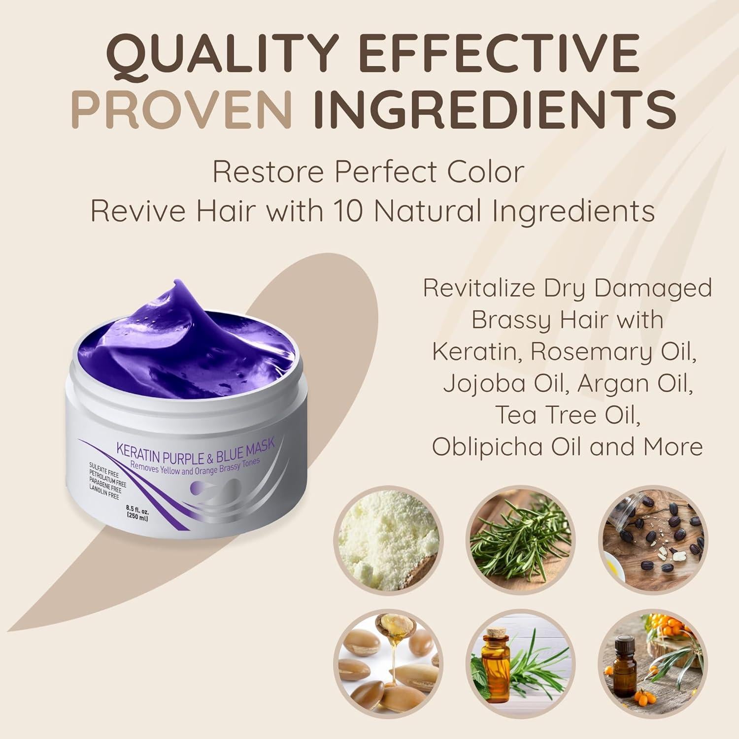 Mascarilla de Keratina Morada VITAMINS 250g Acondicionador