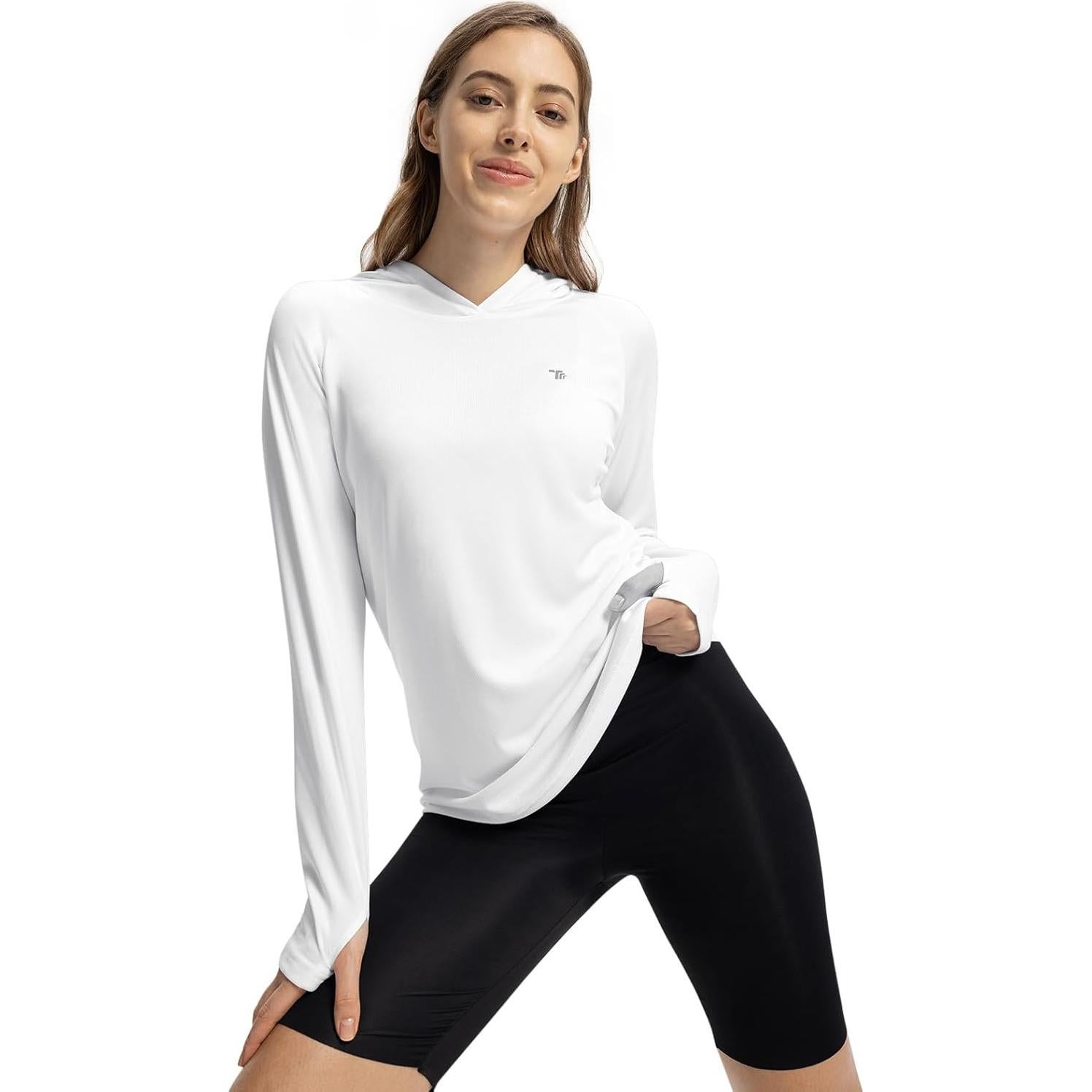 TBMPOY Womens UPF 50+ Sun Protection Hoodie Shirt Long Sleeve Fishing Hiking Outdoor UV Shirt Lightweight