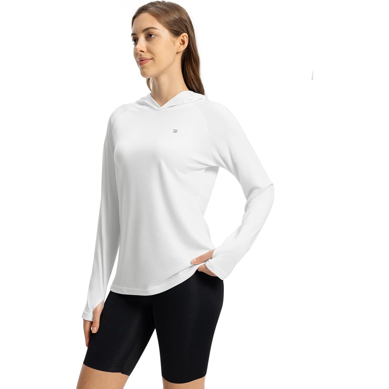 TBMPOY Womens UPF 50+ Sun Protection Hoodie Shirt Long Sleeve Fishing Hiking Outdoor UV Shirt Lightweight