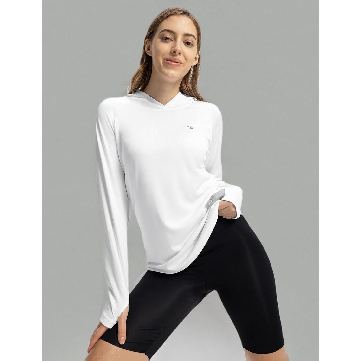 TBMPOY Womens UPF 50+ Sun Protection Hoodie Shirt Long Sleeve Fishing Hiking Outdoor UV Shirt Lightweight