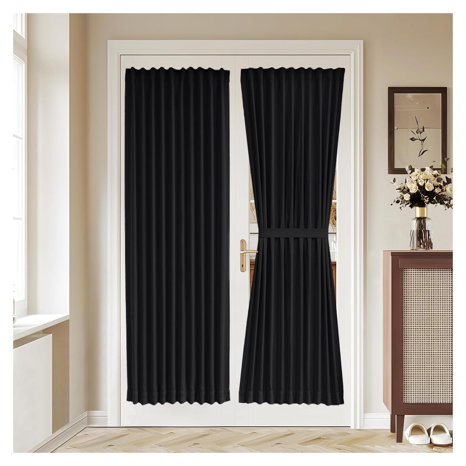 Cortina Francesa Vatge 91x183 cm Autoadhesiva Negra