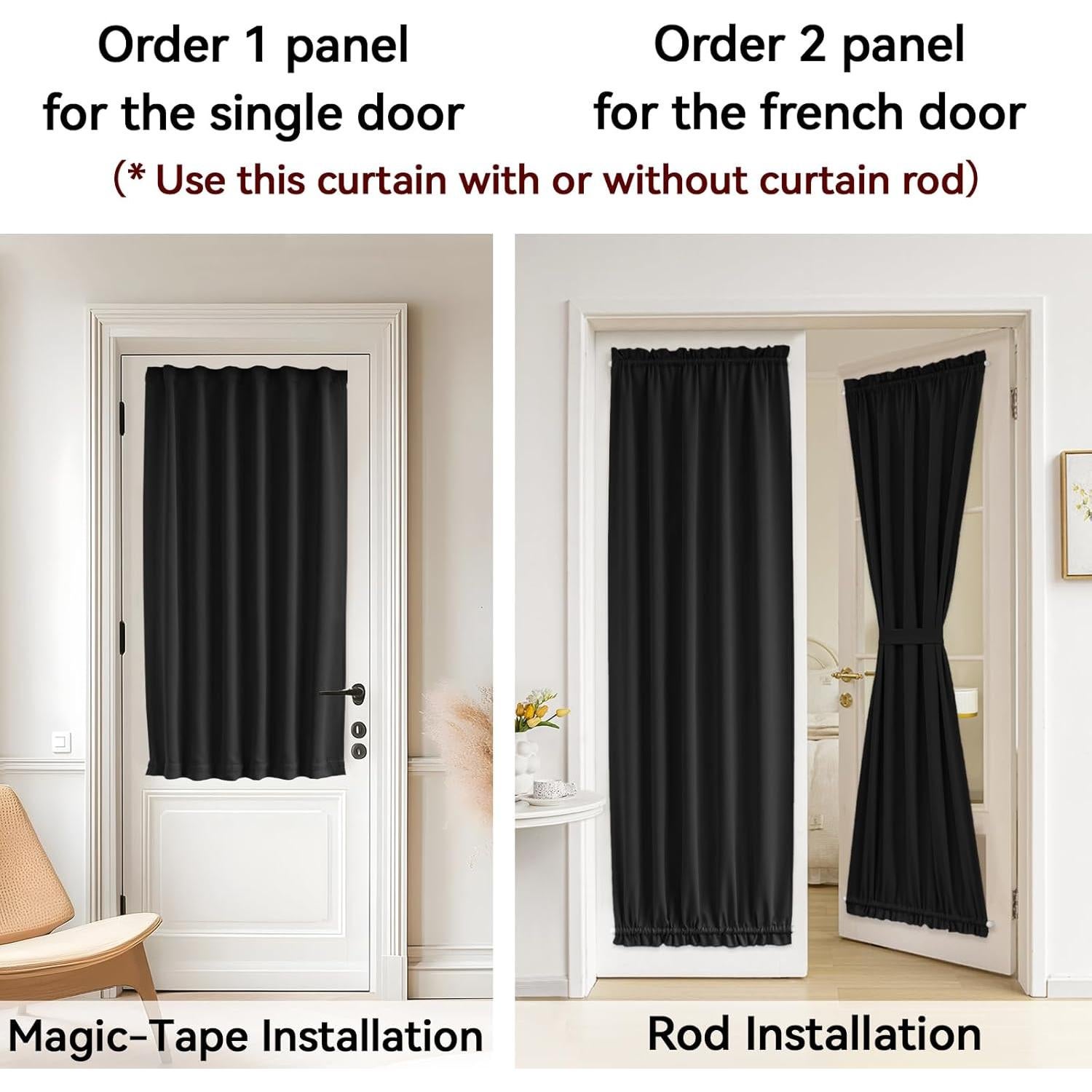 Cortina Francesa Vatge 91x183 cm Autoadhesiva Negra