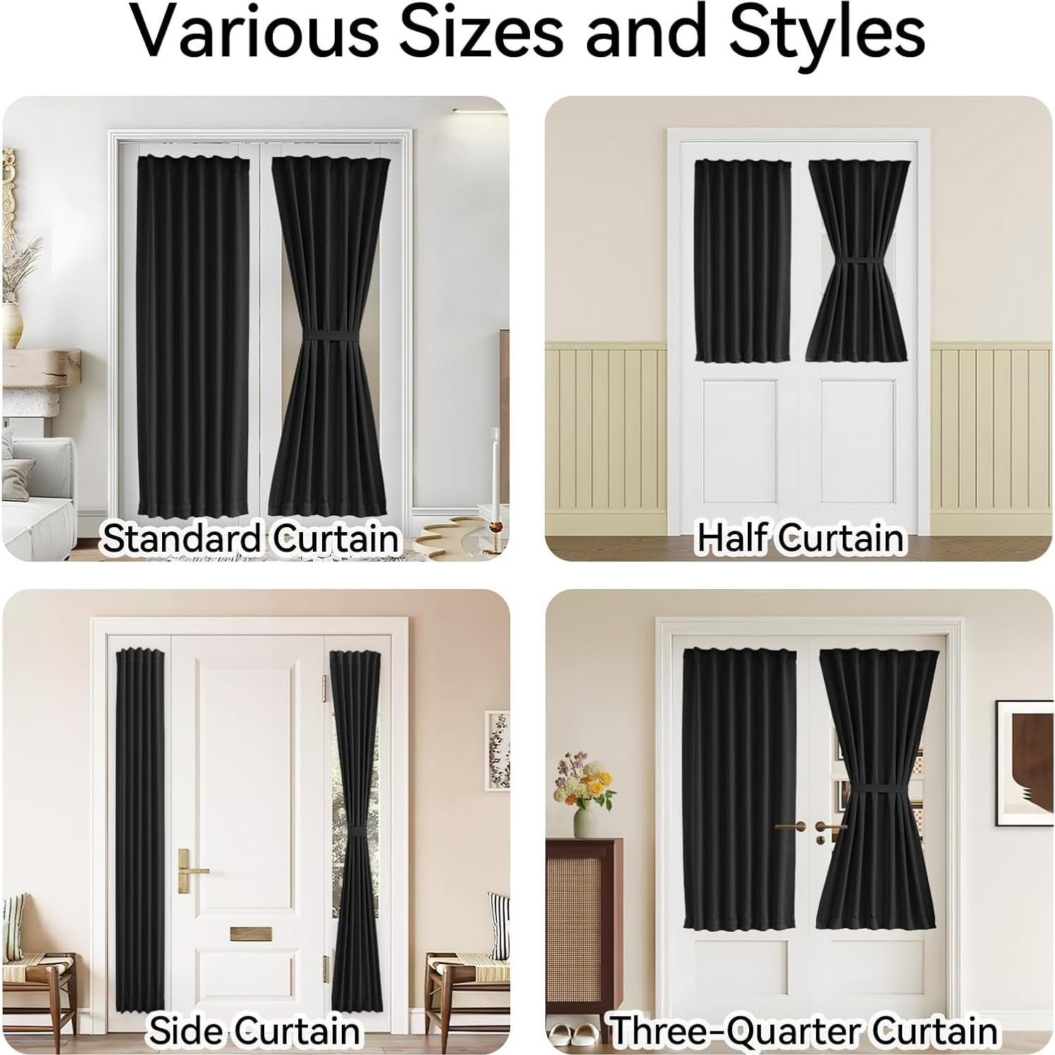 Cortina Francesa Vatge 91x183 cm Autoadhesiva Negra