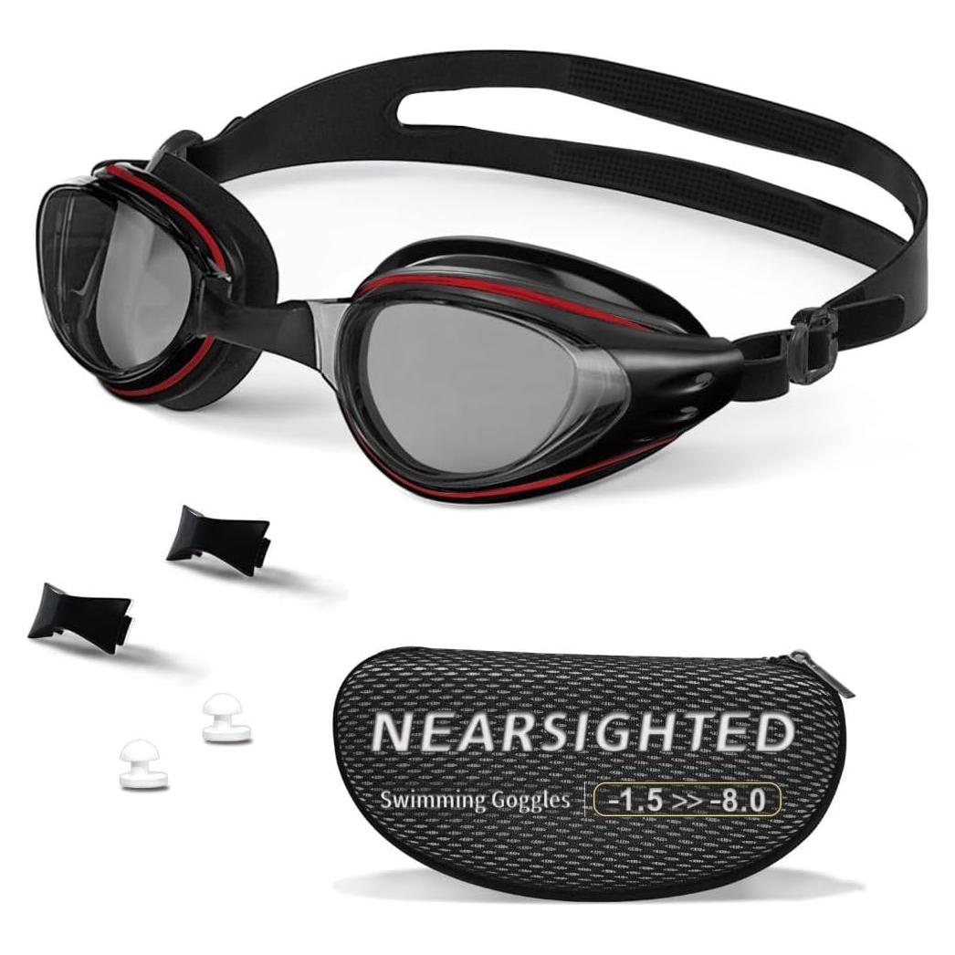 Nearsighted Swimming Goggles Polarized Anti-Fog No Leaking Shortsighted Swim Goggles for Women Men Kids Adults