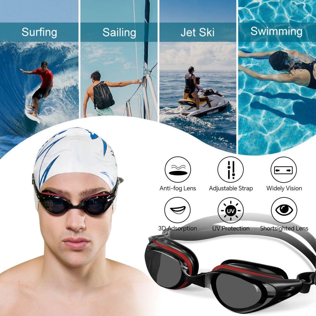 Nearsighted Swimming Goggles Polarized Anti-Fog No Leaking Shortsighted Swim Goggles for Women Men Kids Adults