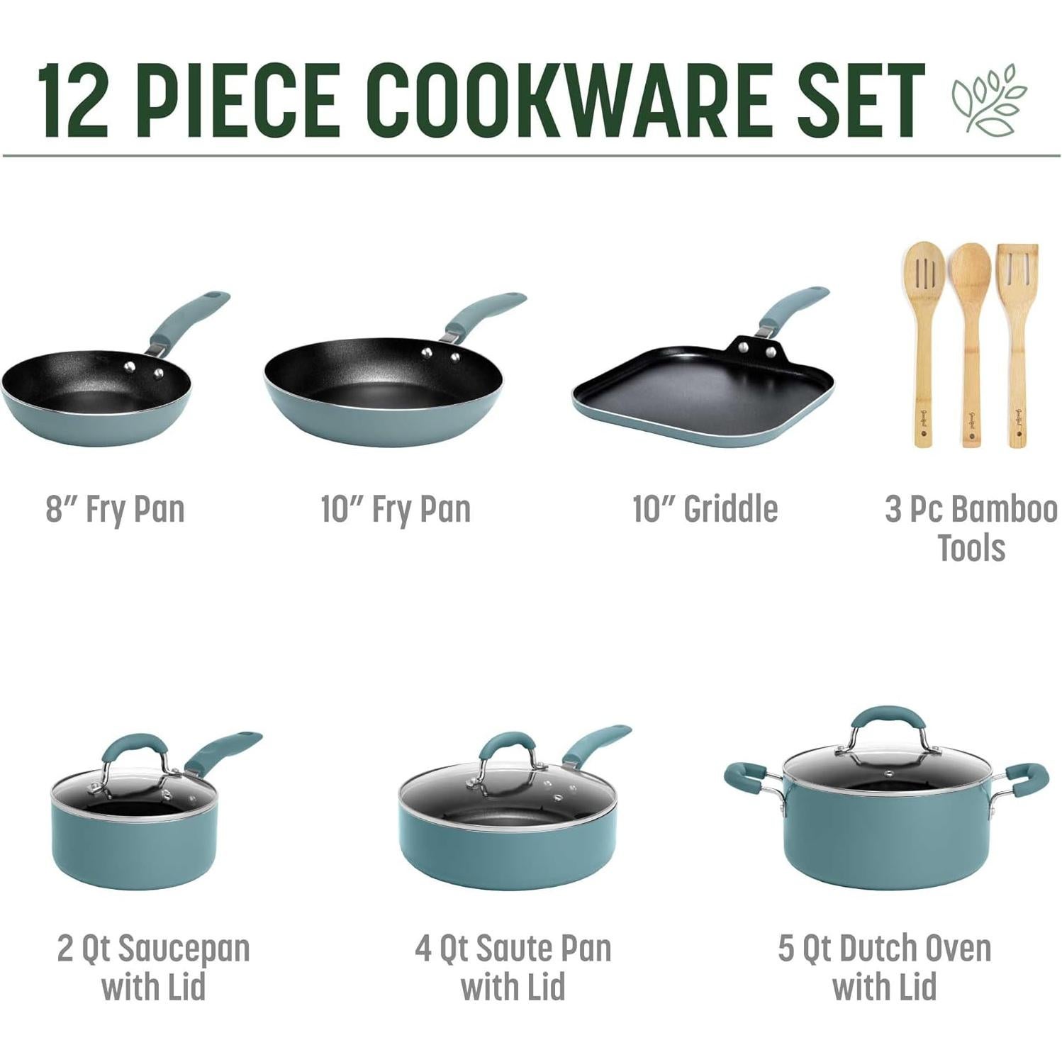 Juego de Ollas y Sartenes Goodful 12 Piezas Antiadherentes