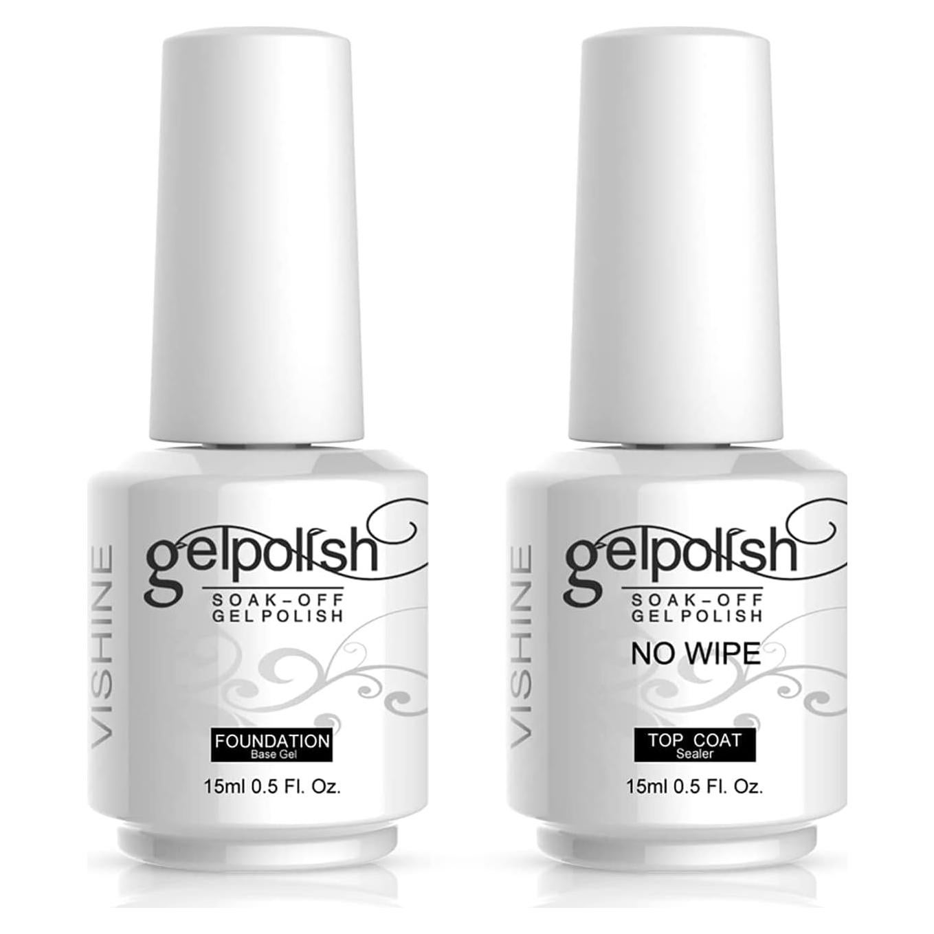 Set Esmalte Uñas Vishine 15ml Capa Base y Superior Brillante