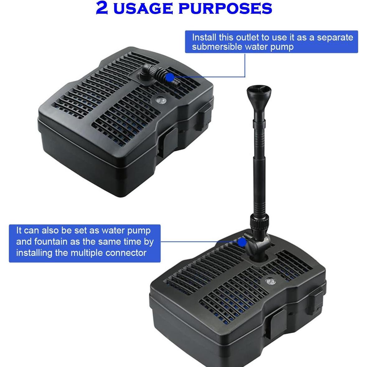 Bomba Sumergible COODIA 2500 L/H con Luz LED y Filtro