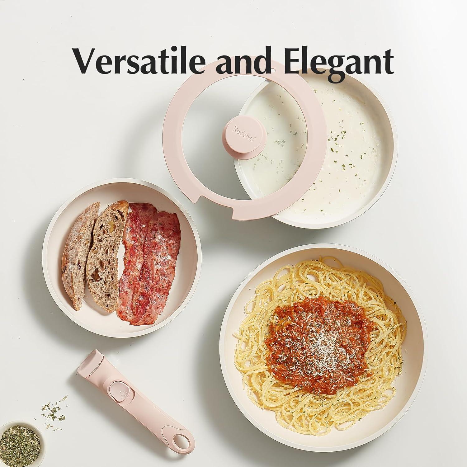 Set de Ollas y Sartenes Redchef 16 Piezas Cerámica Rosa