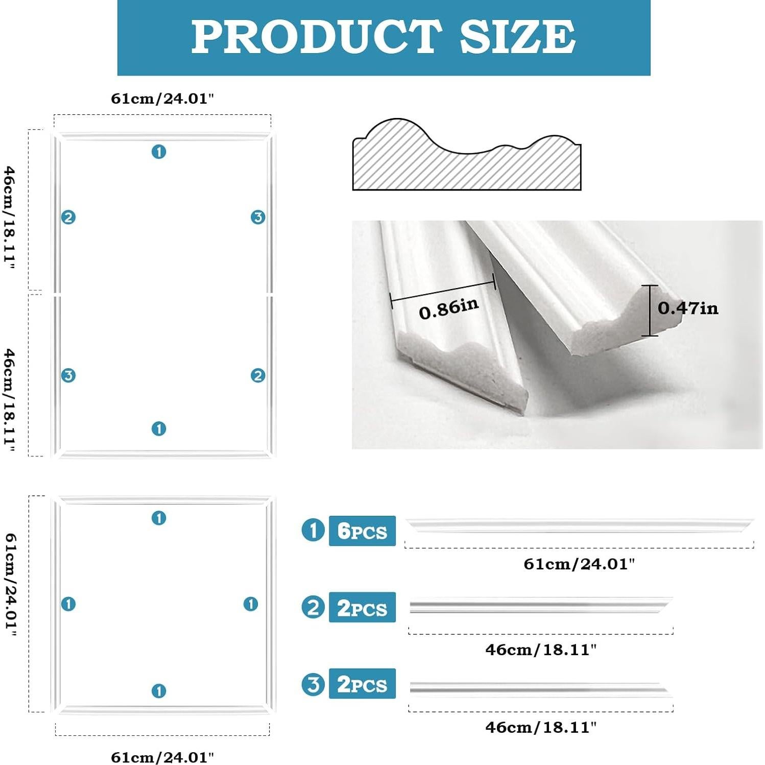 Kit de Molduras para Puertas KEOHOLI 10 Piezas Autoadhesivas