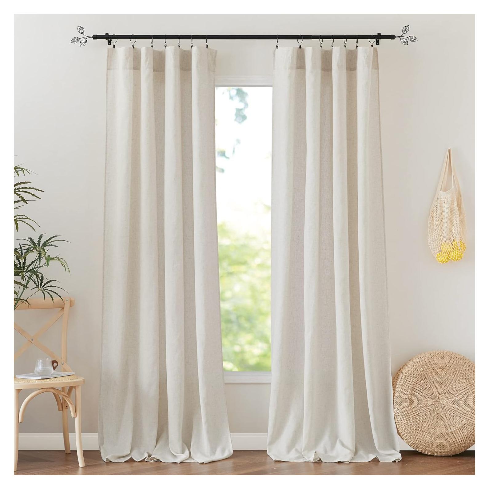 Cortinas Semi-Transparentes RYB HOME Lino Flax 132x304 cm