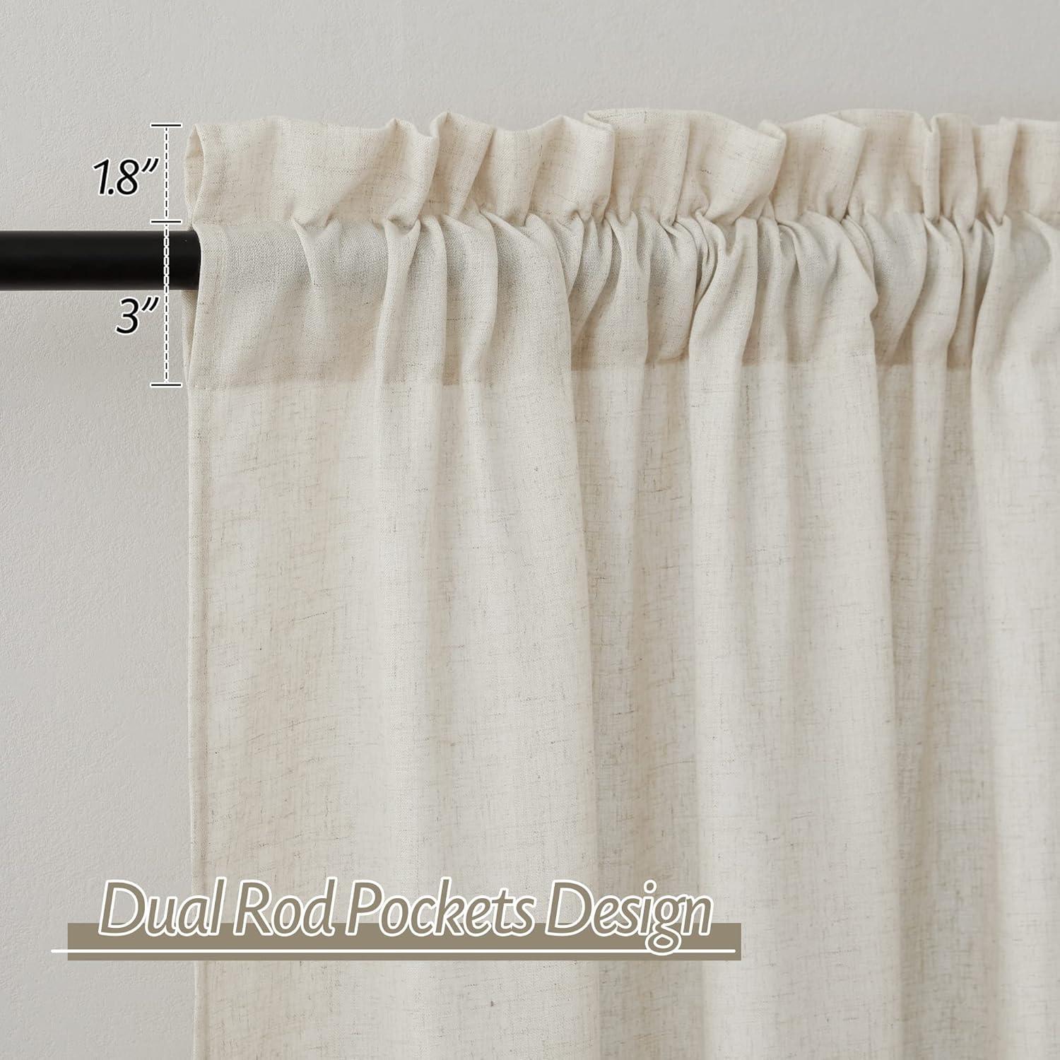Cortinas Semi-Transparentes RYB HOME Lino Flax 132x304 cm