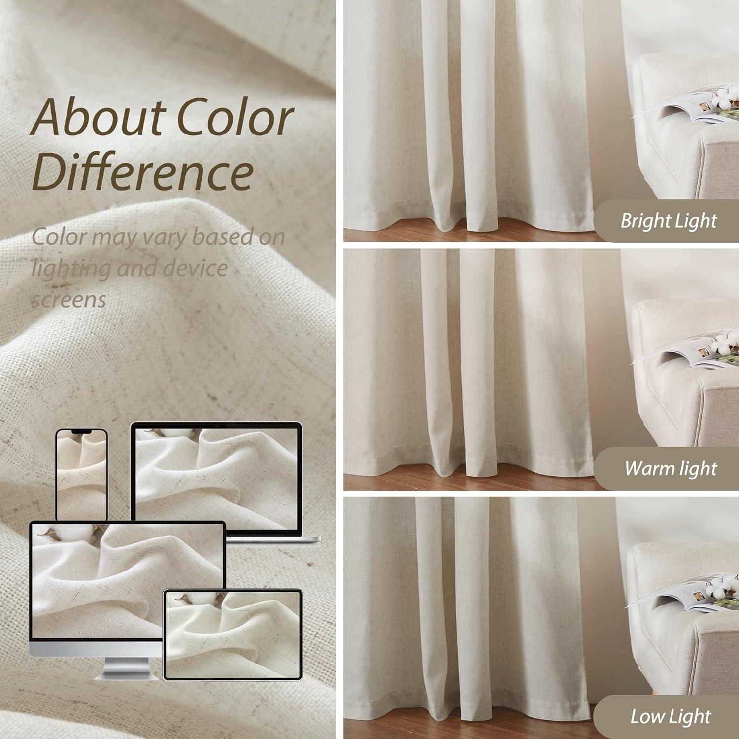 Cortinas Semi-Transparentes RYB HOME Lino Flax 132x304 cm