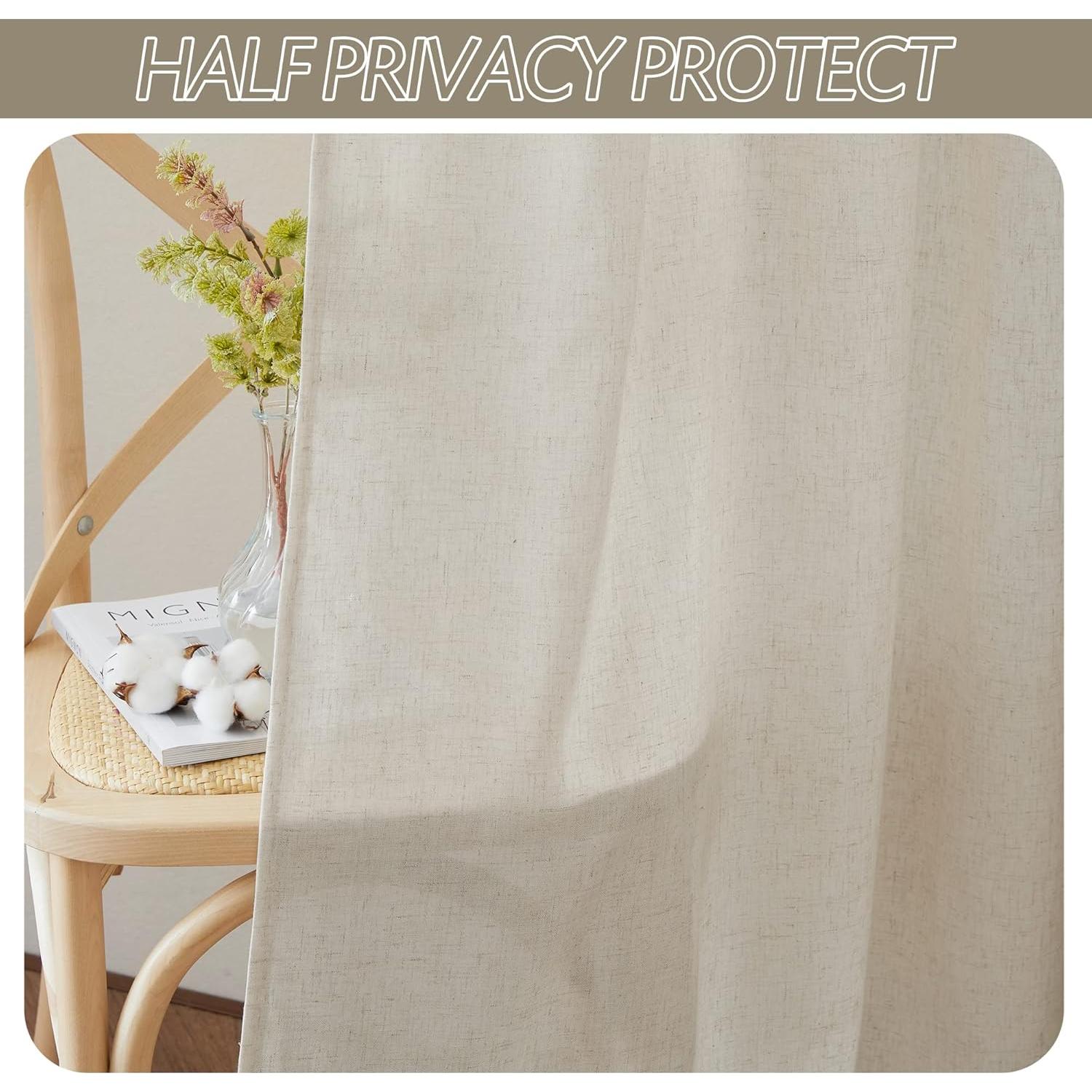 Cortinas Semi-Transparentes RYB HOME Lino Flax 132x304 cm