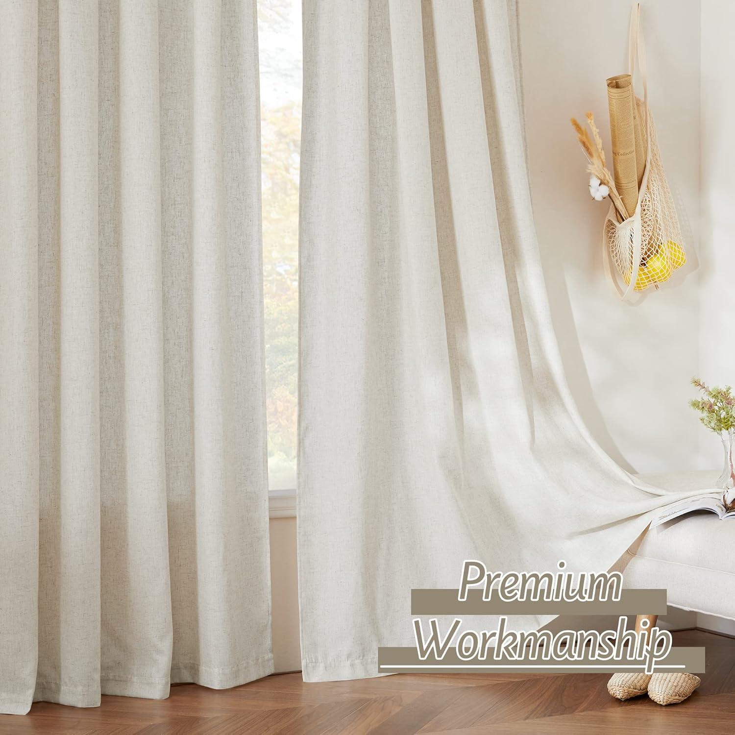 Cortinas Semi-Transparentes RYB HOME Lino Flax 132x304 cm