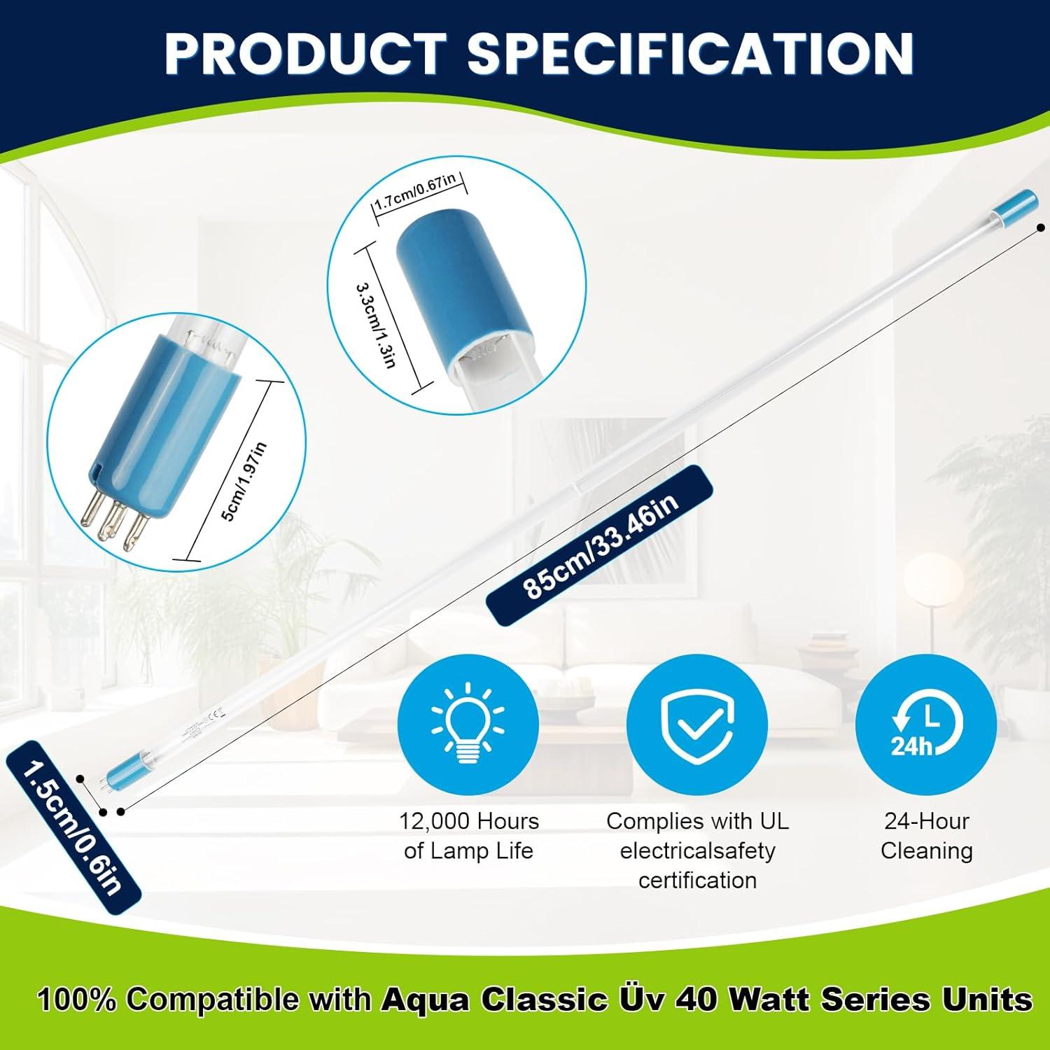 Lámpara UV 40W YUBEYI para filtro Aqua, 18000h