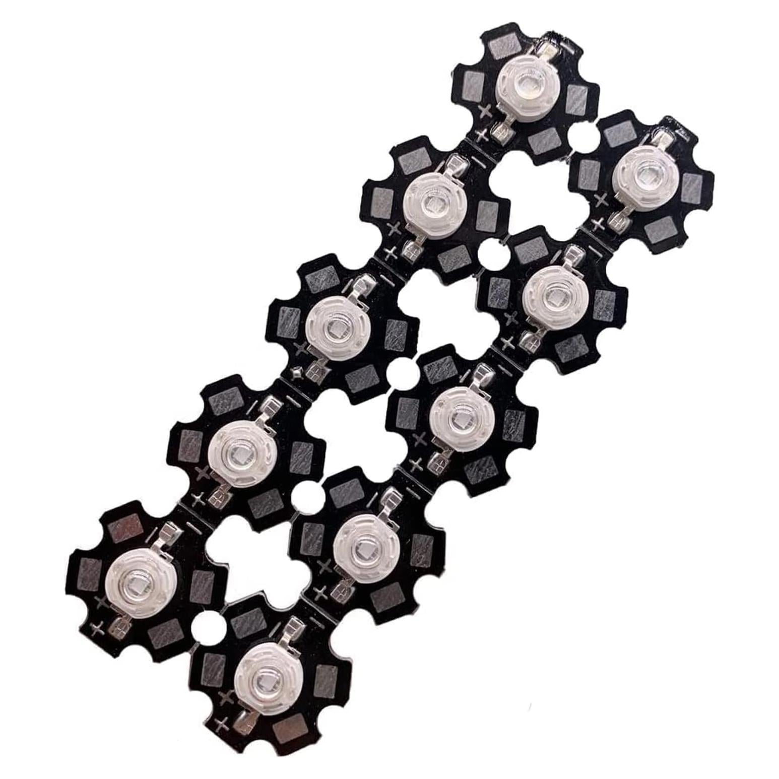 10 Lámparas LED UV 3W TOPXCDZ 365nm 20mm PCB Alta Potencia