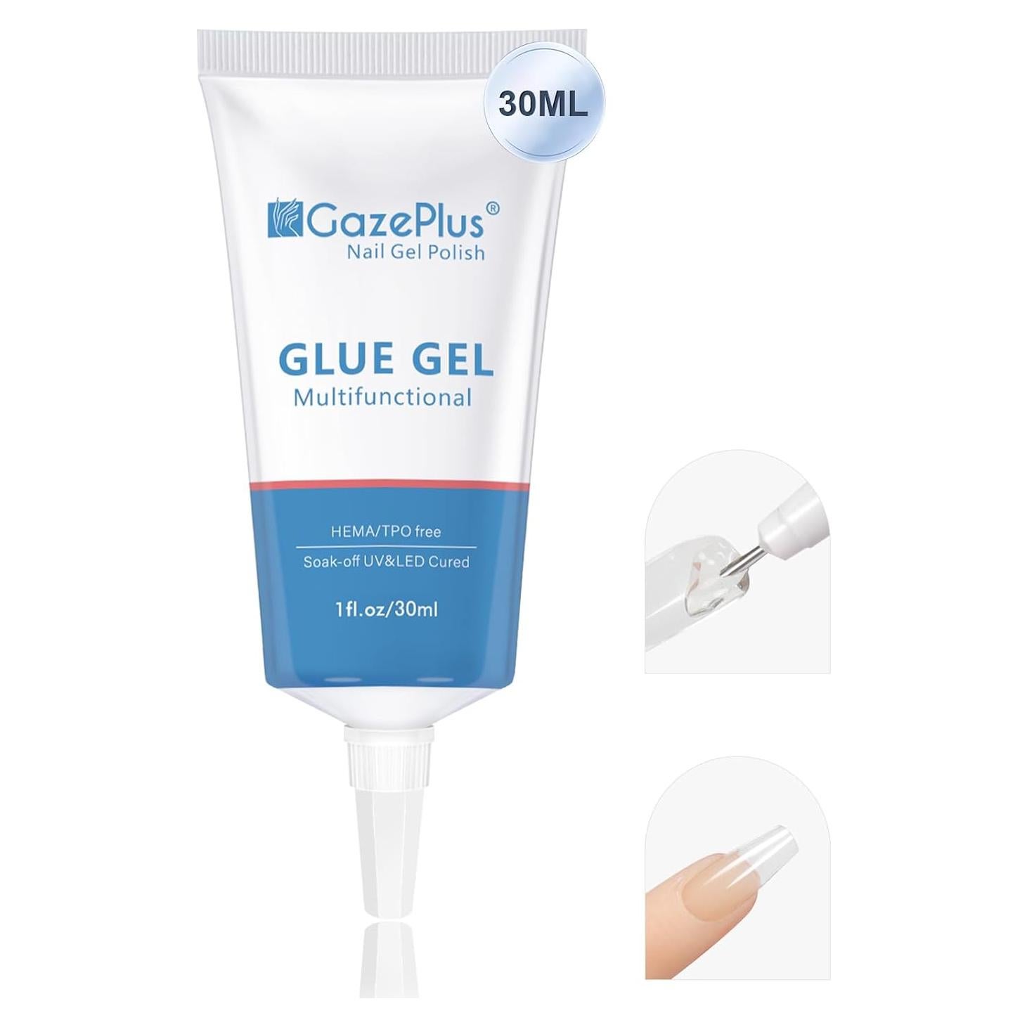 Gel de Pegamento para Uñas GazePlus 30ml Claro Duradero