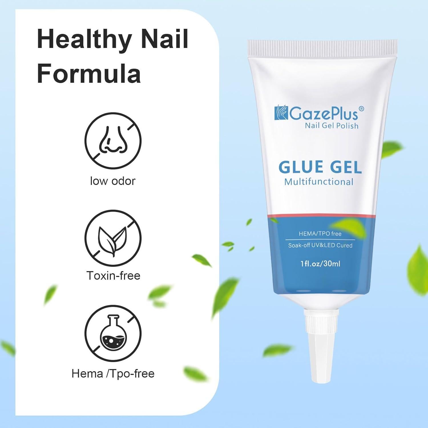 Gel de Pegamento para Uñas GazePlus 30ml Claro Duradero