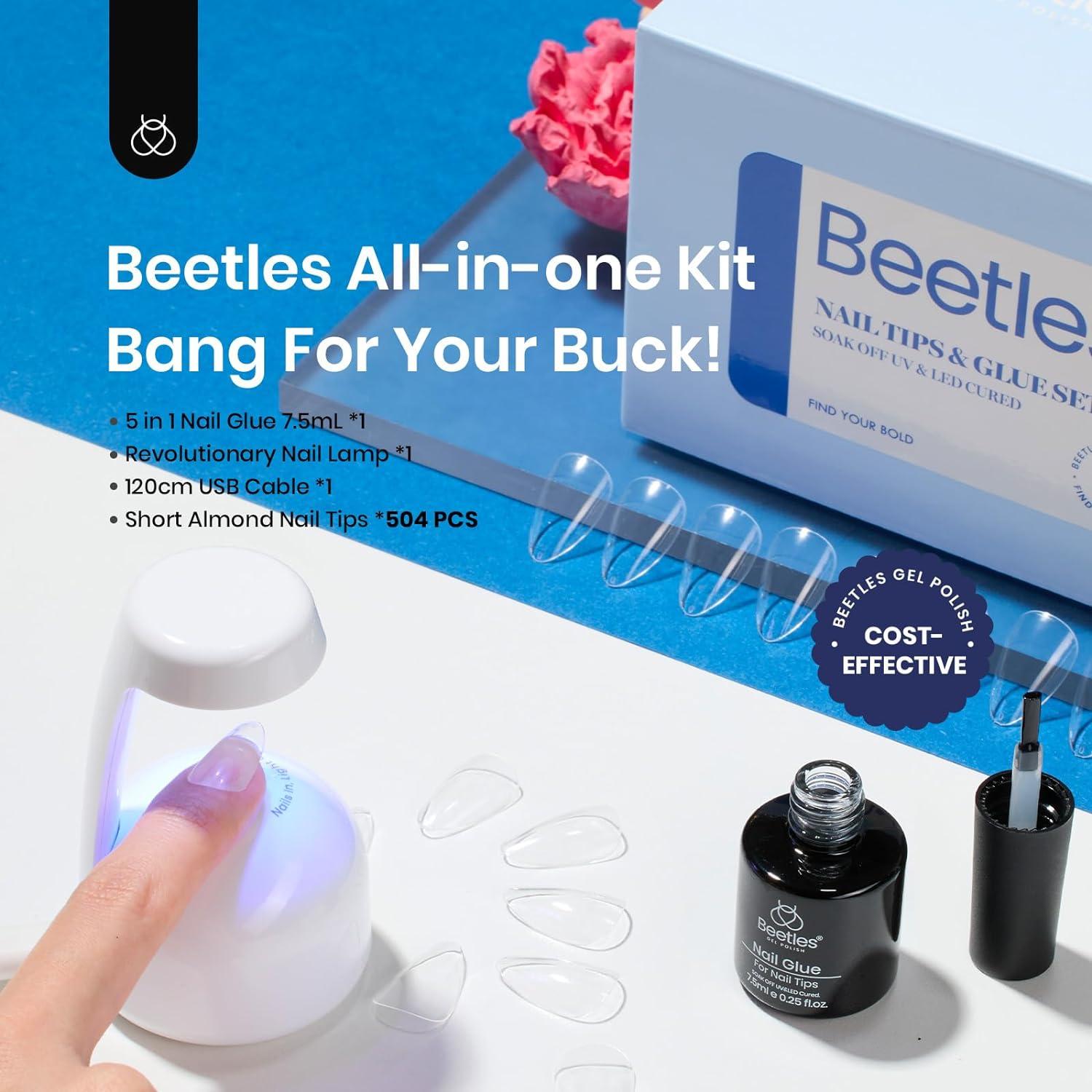 Kit de Uñas de Gel Beetles Almendra Corta 500 Piezas