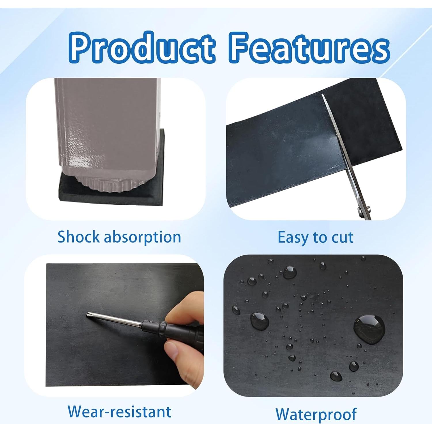 Tira de goma adhesiva negra 10.16 cm x 3.05 m ZSUCUN