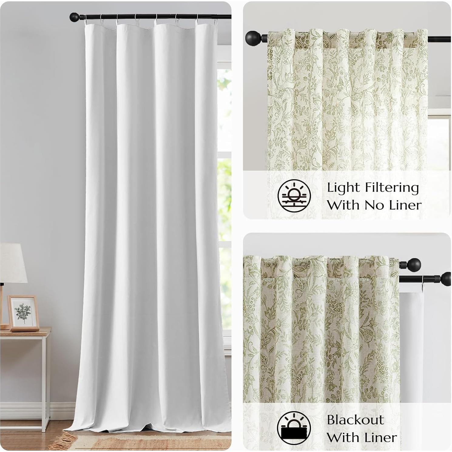 Forros de Cortinas Blackout JINCHAN 2 Paneles 238,76x127 cm