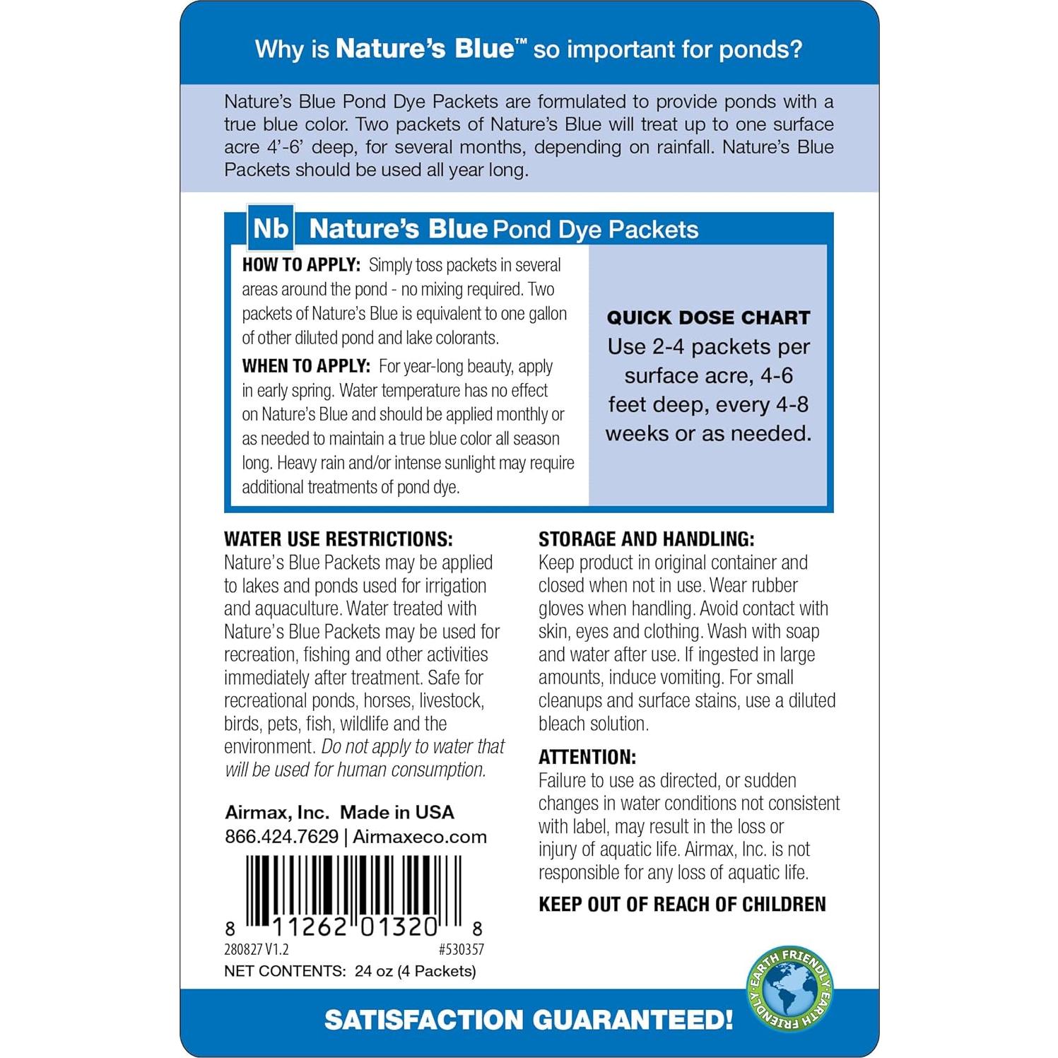 Colorante Azul Natural Airmax para Estanques - 2 Paquetes