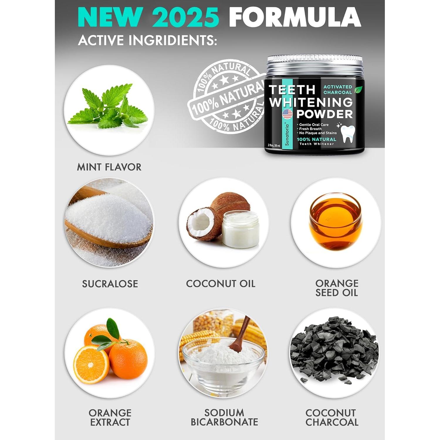 Polvo Blanqueador Dental Sunatoria 5 en 1 - Carbón Activado