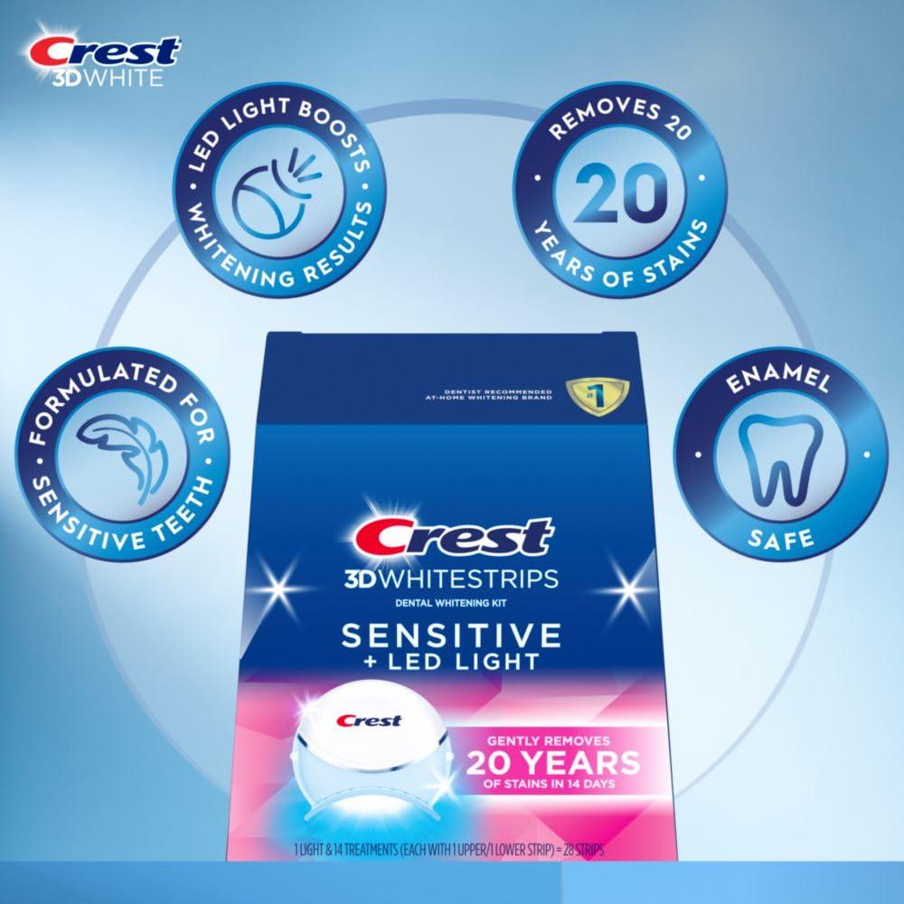 Crest 3DWhitestrips Sensibles + Luz LED Blanqueamiento Dental