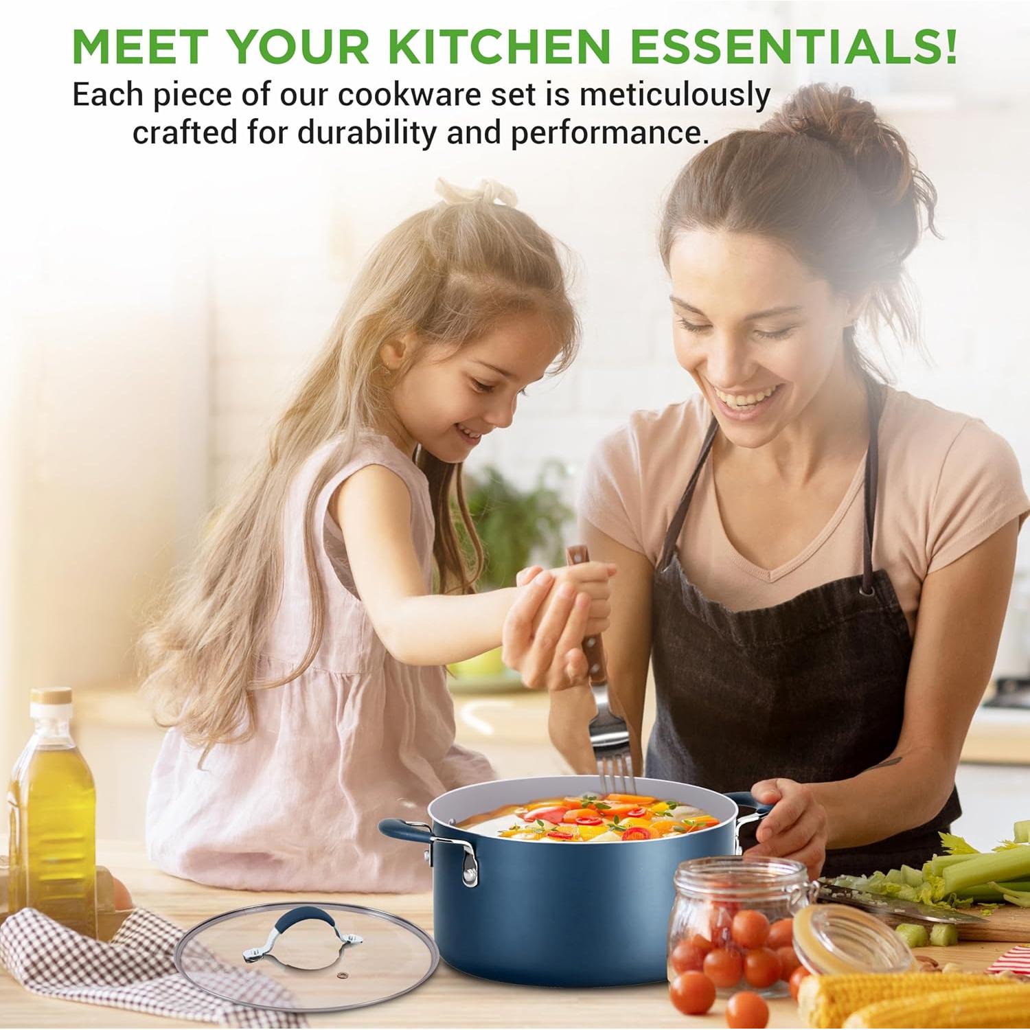 Juego de Utensilios de Cocina NutriChef 14 Piezas Azul