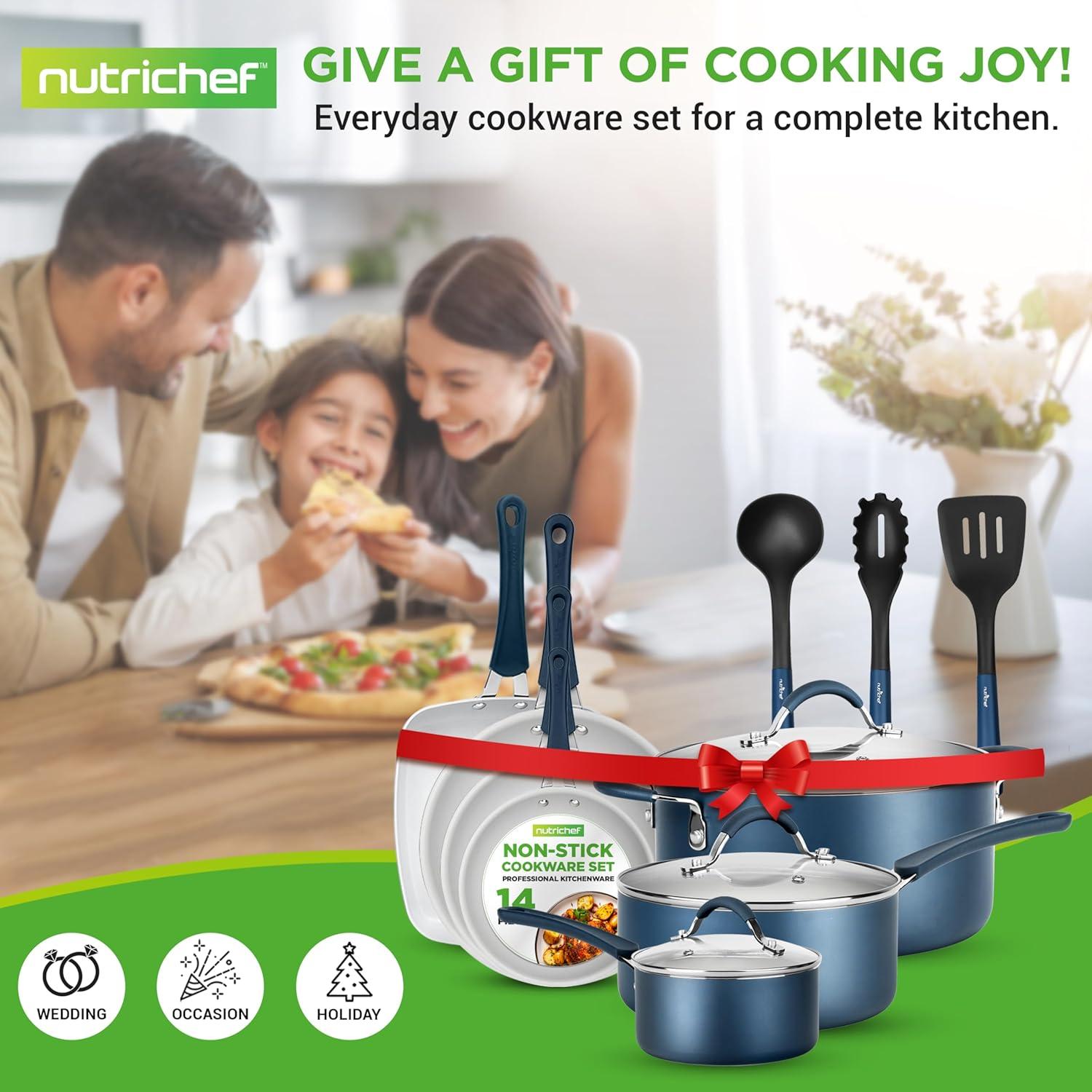 Juego de Utensilios de Cocina NutriChef 14 Piezas Azul