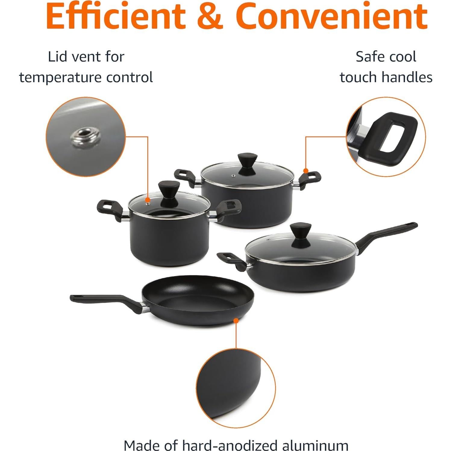 Juego de Utensilios de Cocina Amazon Basics 10 Piezas Negro