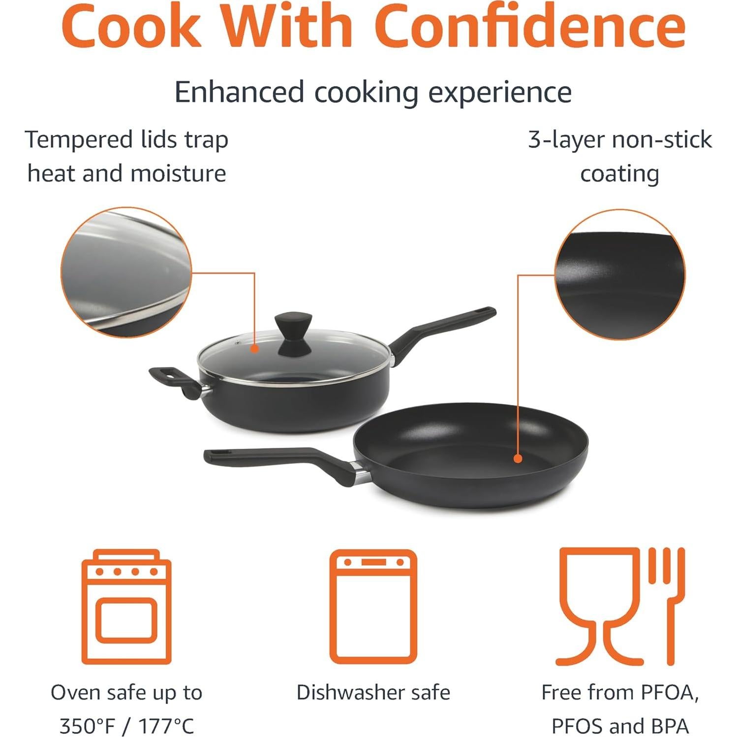 Juego de Utensilios de Cocina Amazon Basics 10 Piezas Negro