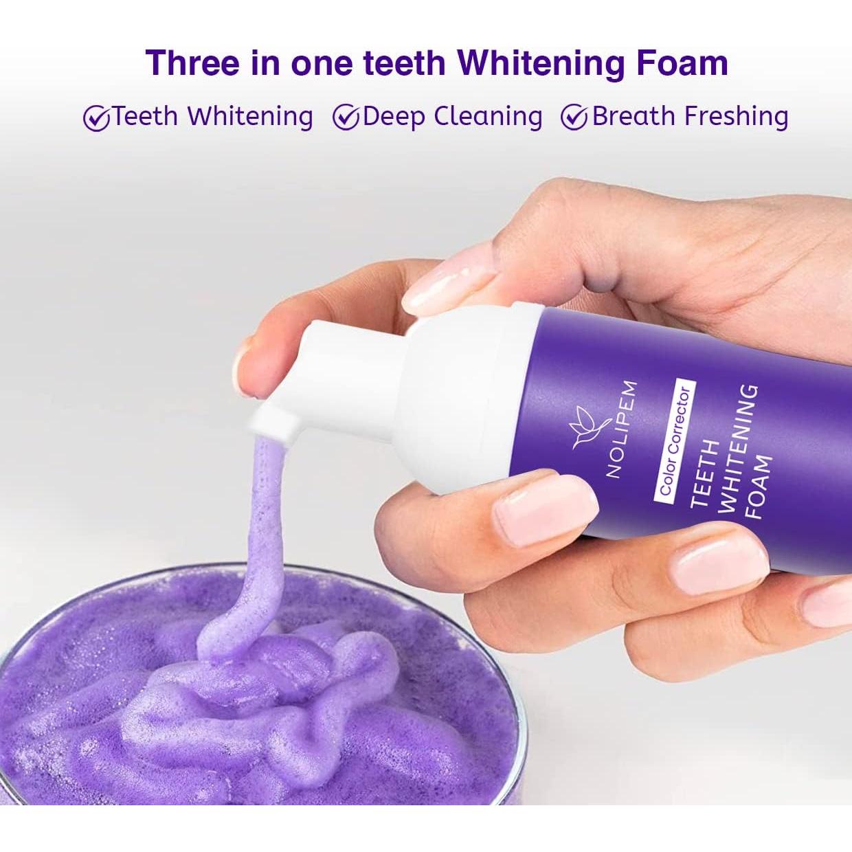 Purple Teeth Whitening, Tooth Stain Removal, Teeth Whitening Booster, Purple Whitening Tooth Foam, Purple Toothpaste（50ml）