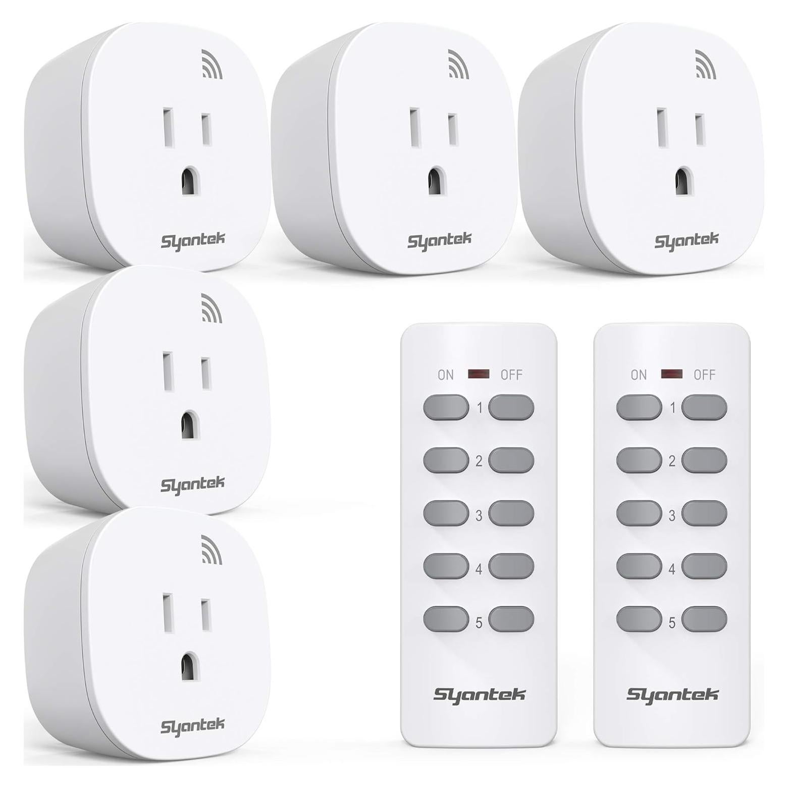 Interruptor de luz inalámbrico Syantek con control remoto 5 salidas