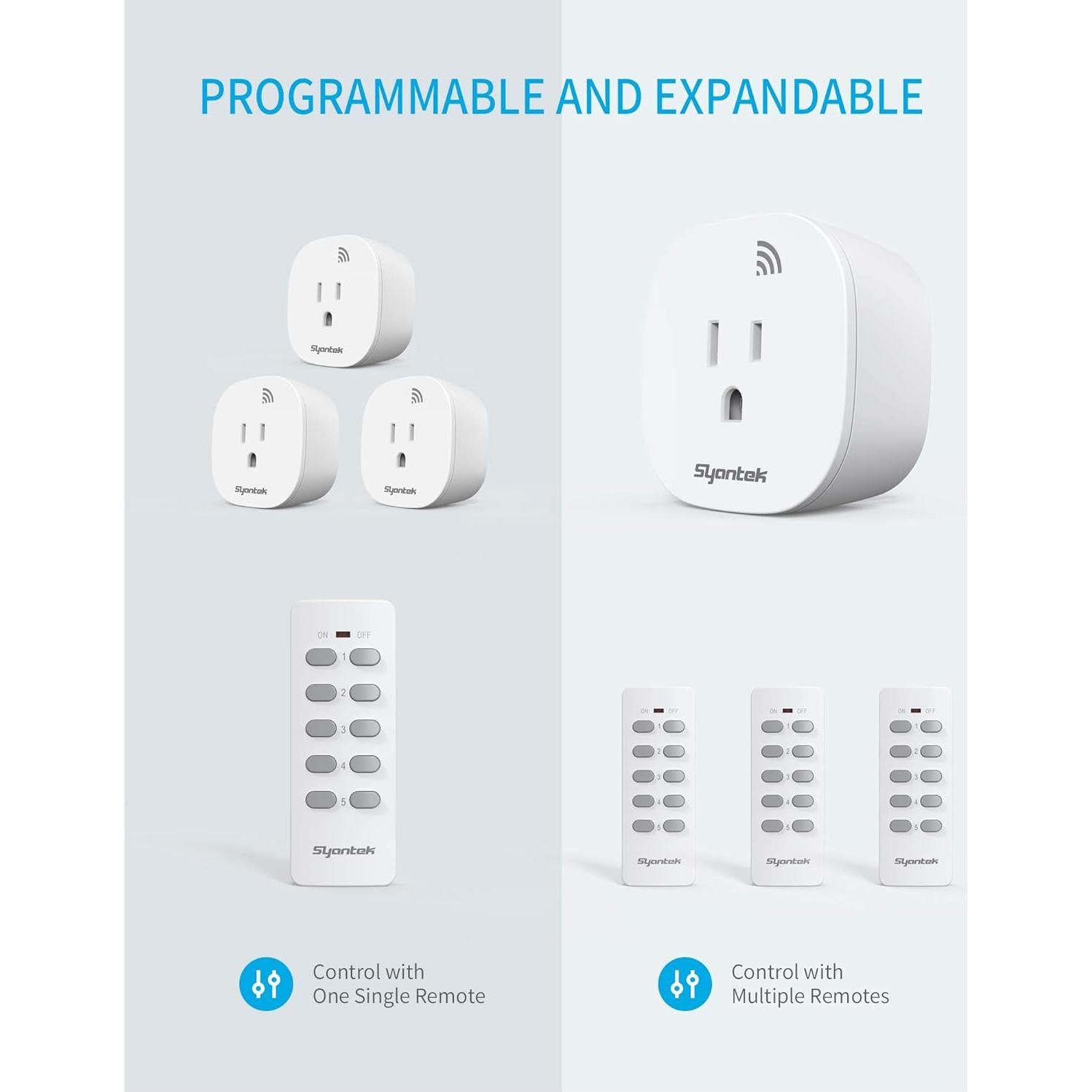 Interruptor de luz inalámbrico Syantek con control remoto 5 salidas