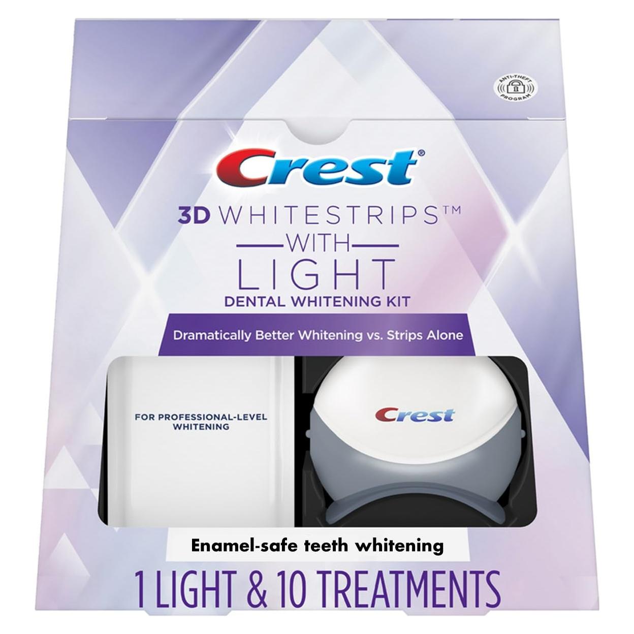 Crest 3D Whitestrips con Luz - Kit Blanqueador Dental 10 Tiras