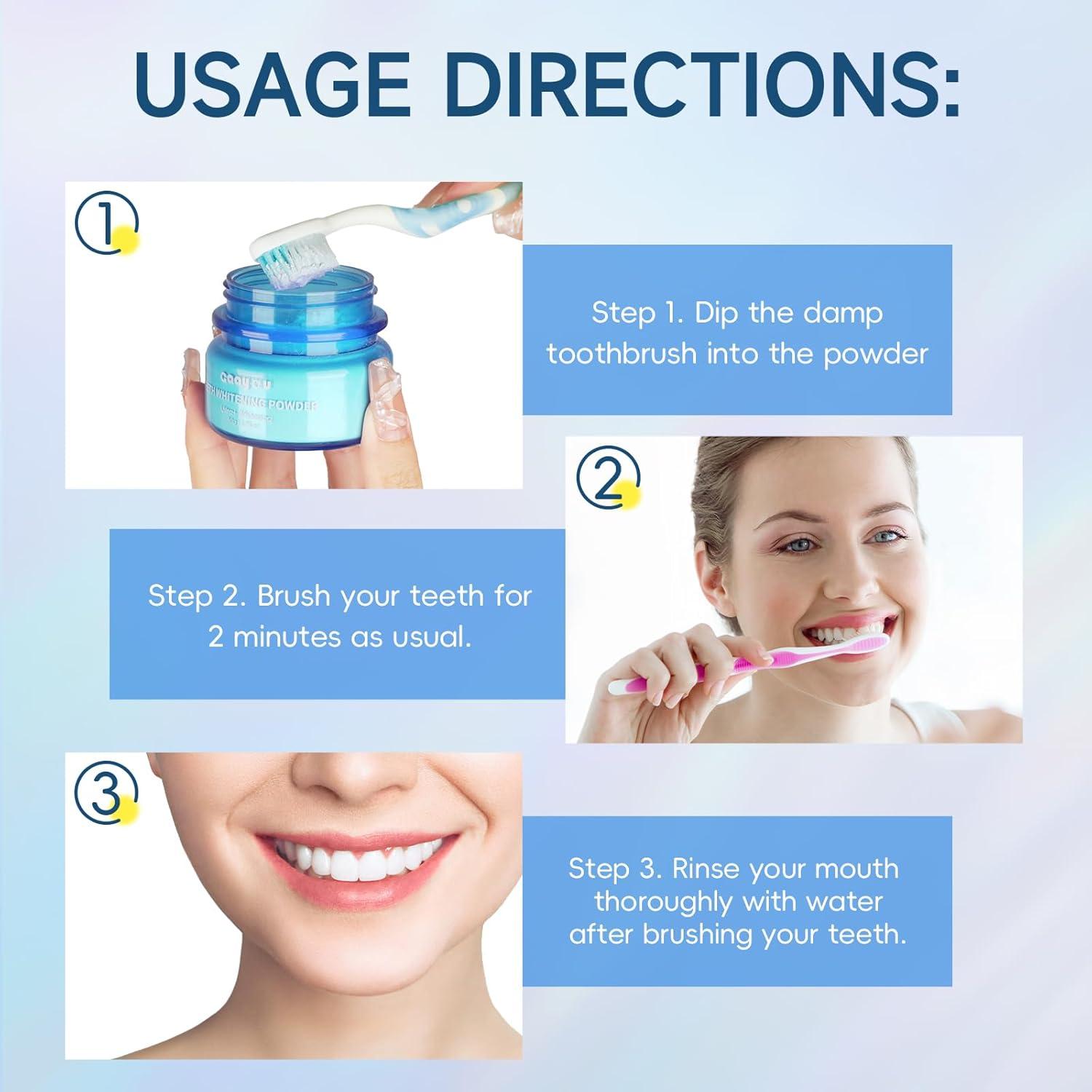 Polvo Blanqueador de Dientes Gaayou 50g Sabor Menta Natural