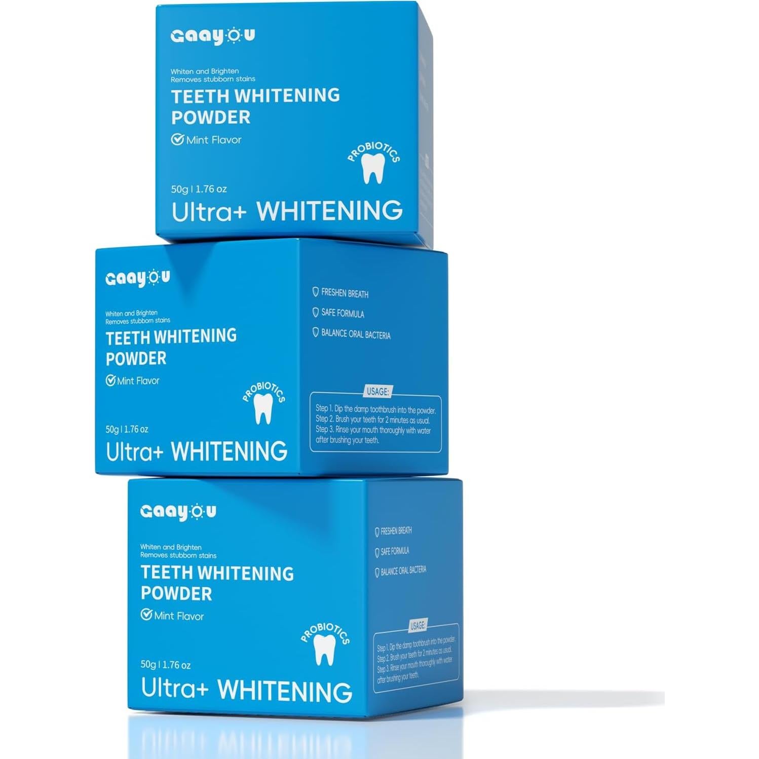 Polvo Blanqueador de Dientes Gaayou 50g Sabor Menta Natural