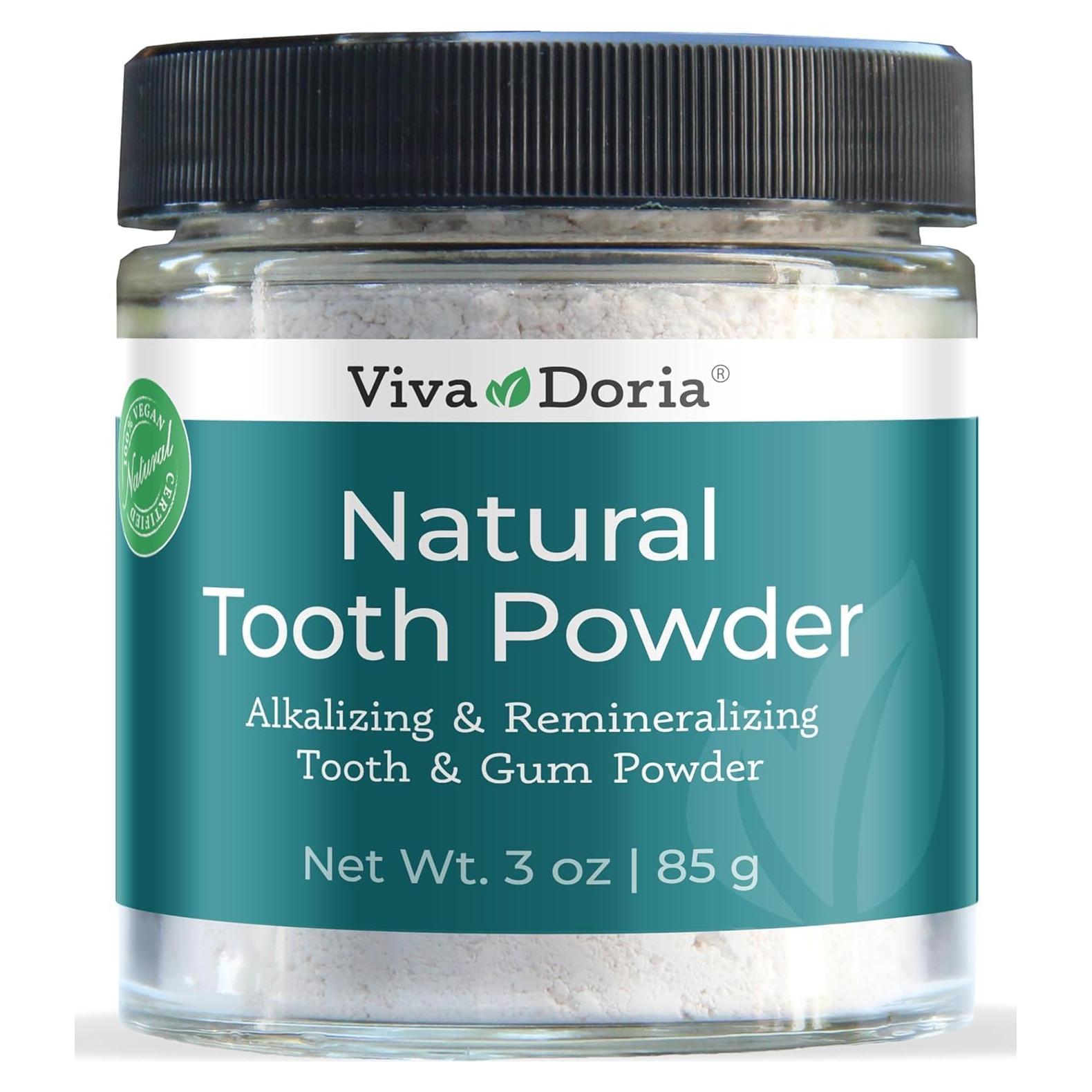 Polvo Dental Natural Viva Doria 85g Blanqueador Menta