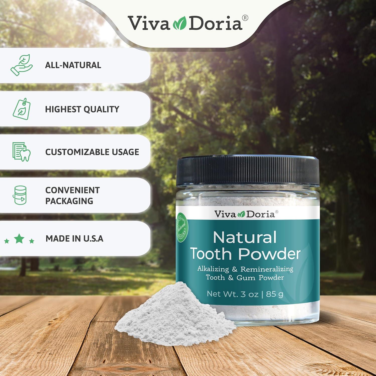Polvo Dental Natural Viva Doria 85g Blanqueador Menta