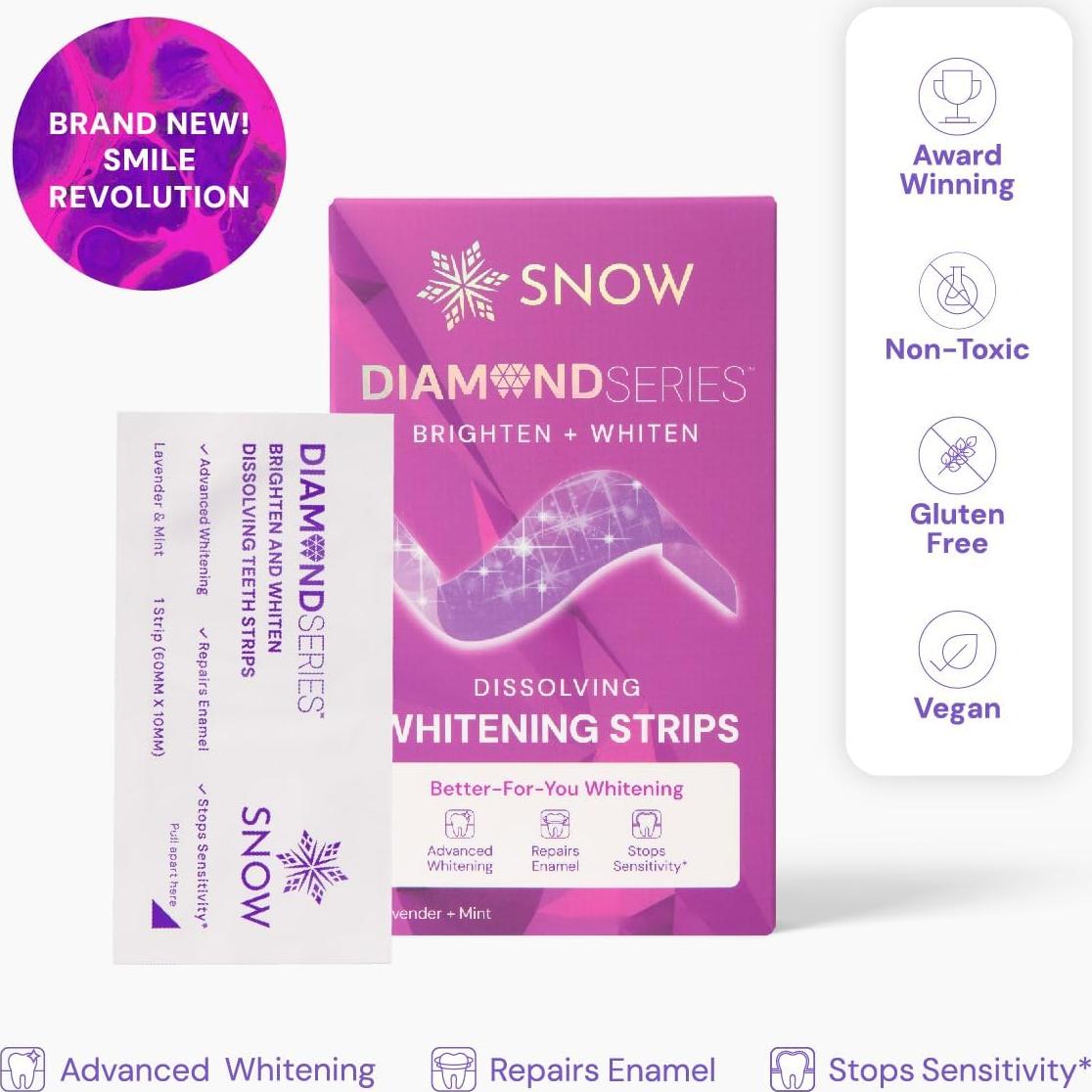 Tiras Blanqueadoras Snow Diamond 42 Tratamientos Dientes Sensibles