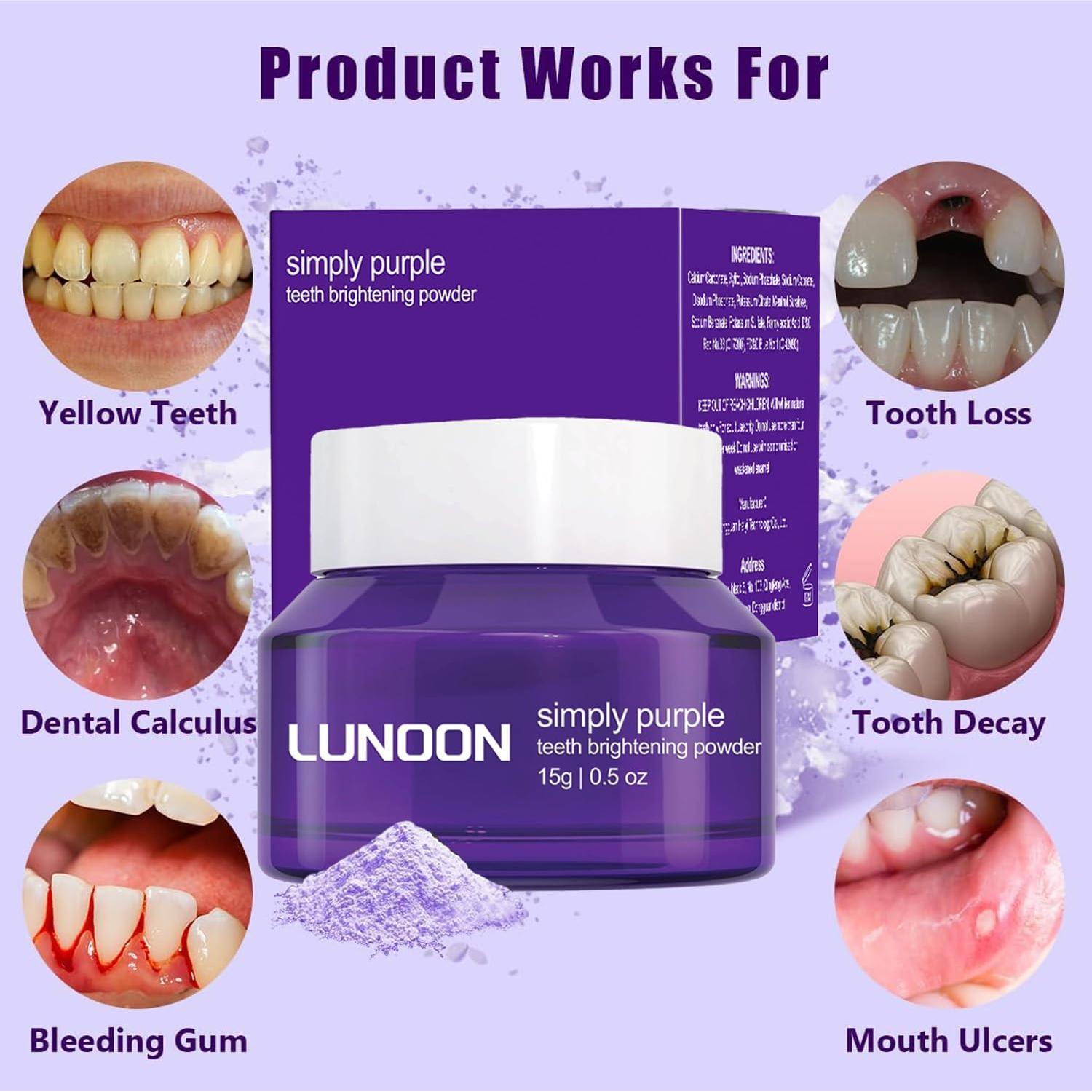 LUNOON Polvo Blanqueador de Dientes - Fórmula Natural y Efectiva