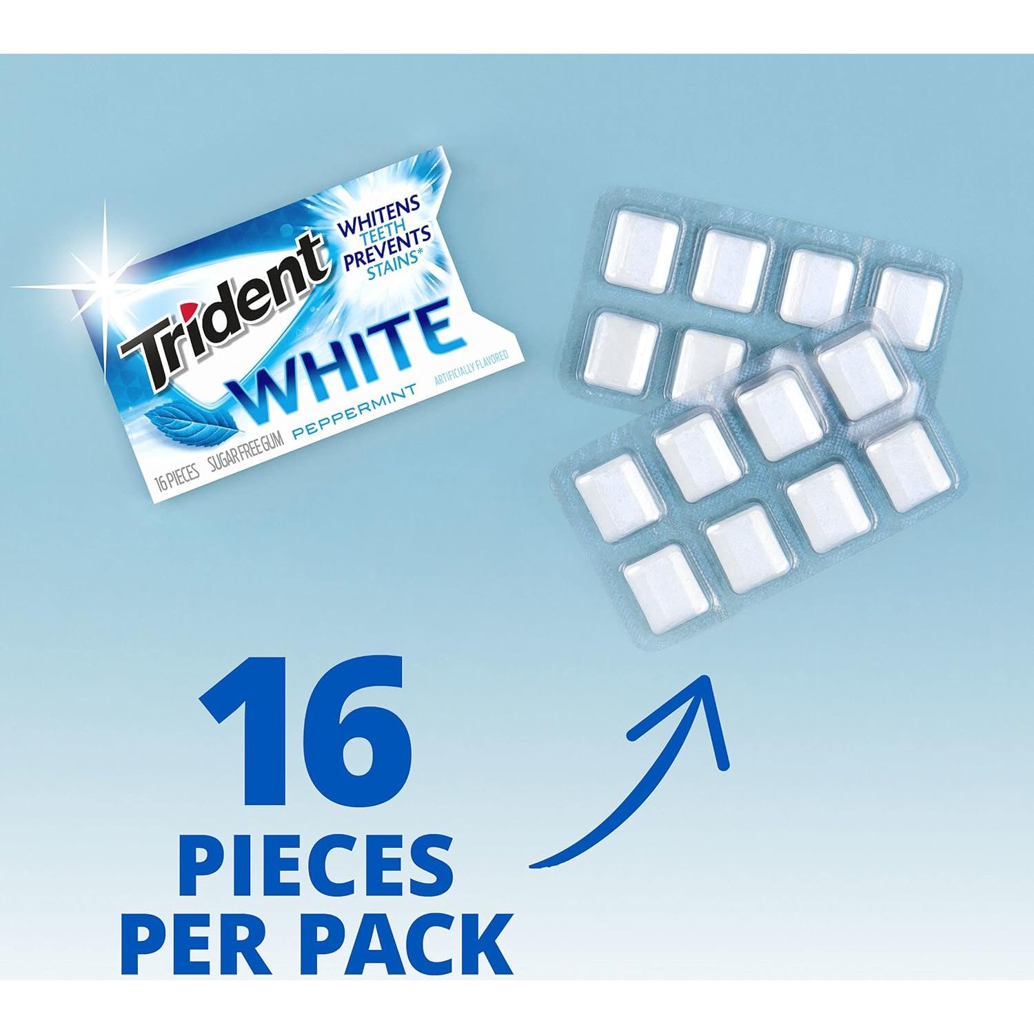 Chicle Trident Blanco Menta Sin Azúcar 144 Piezas