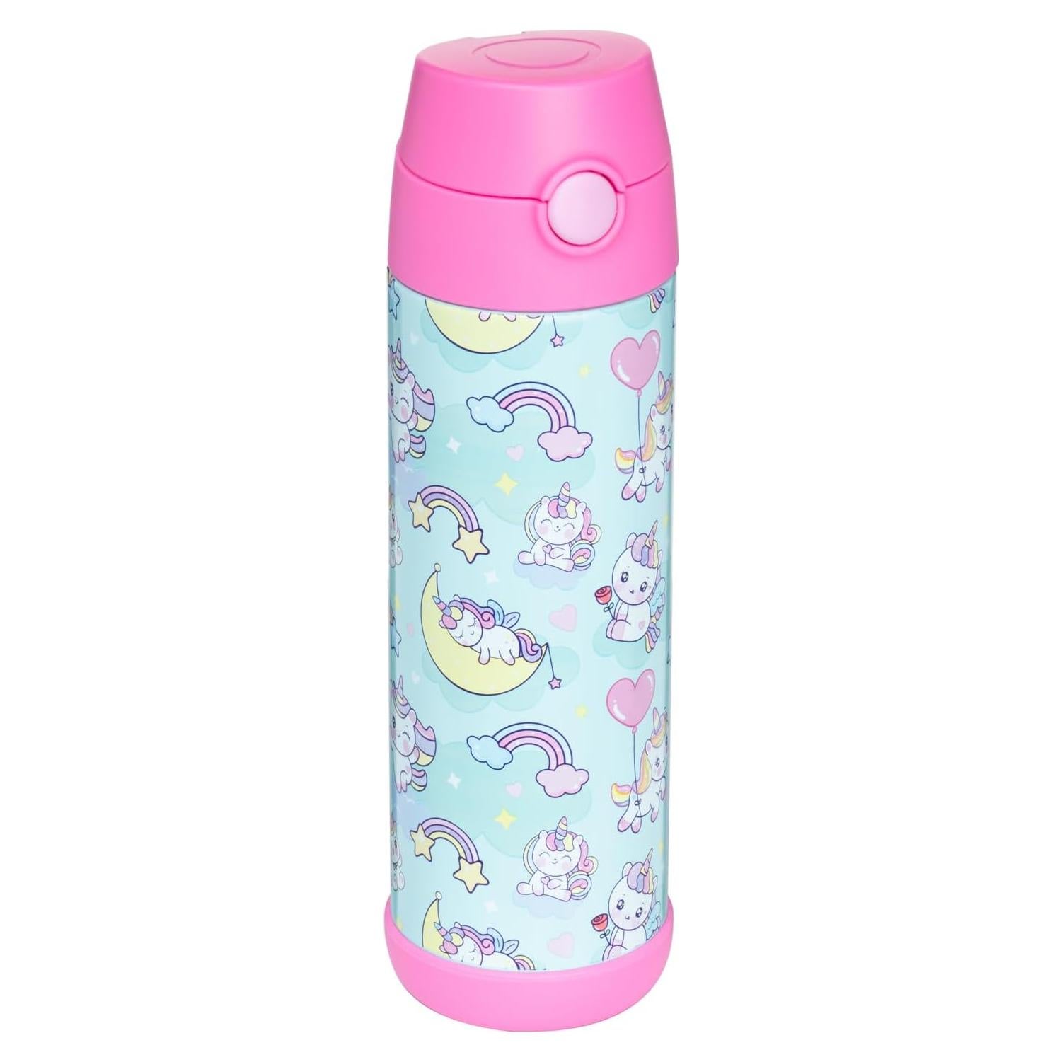 Botella de Agua Snug Unicornio 500ml con Popote para Niños